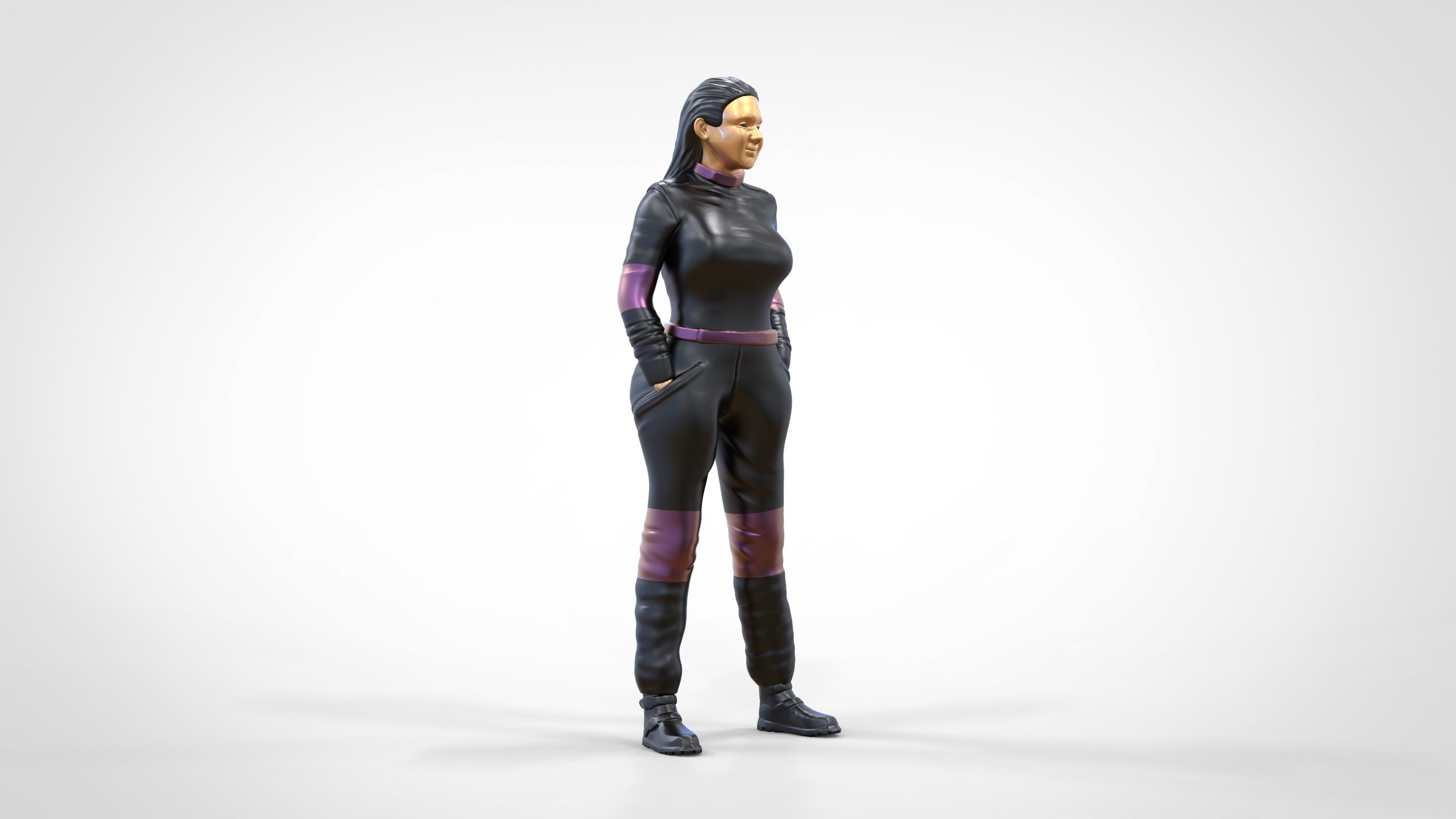 N6 Woman Race Driver Standing 3D print model_31