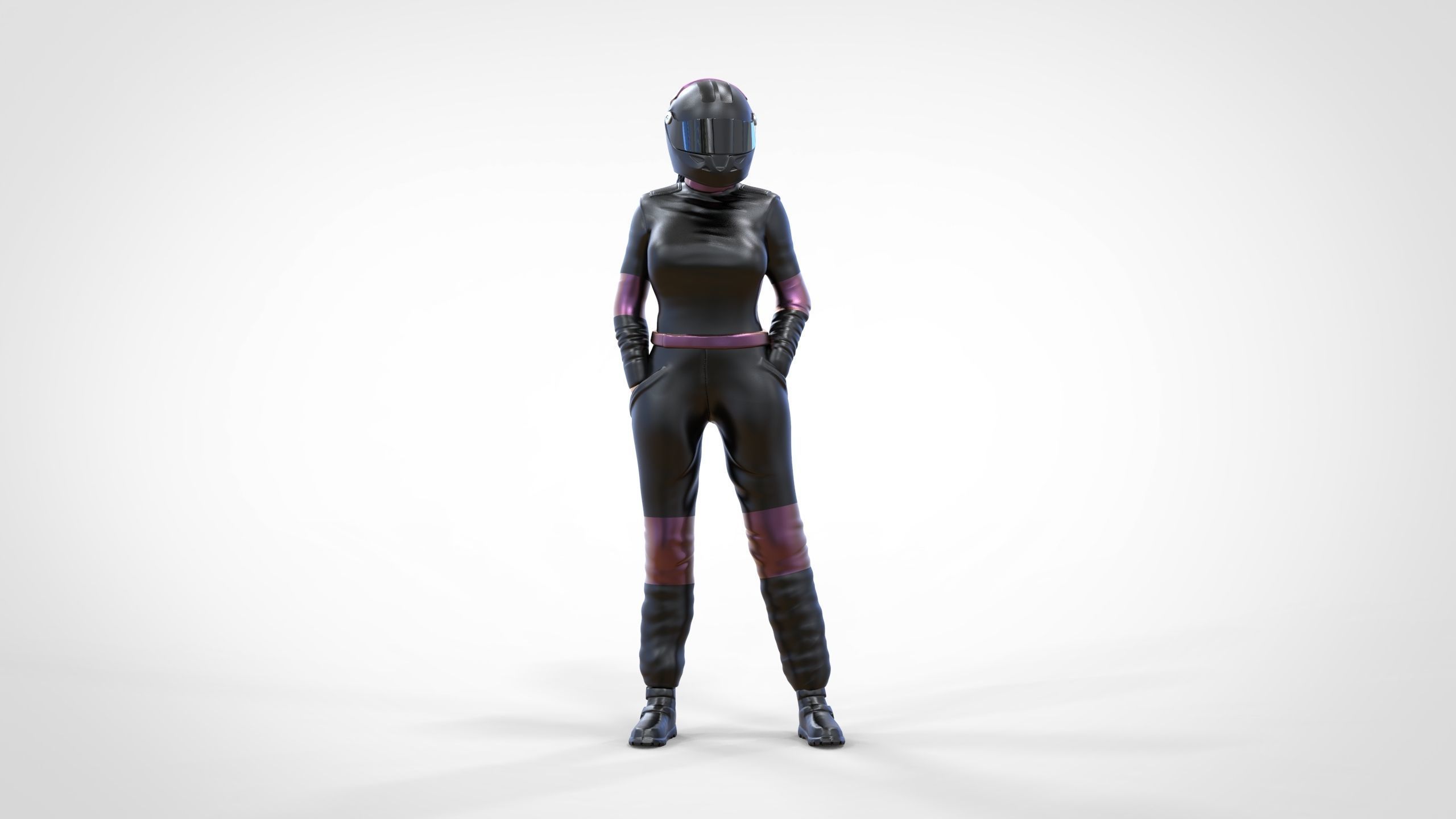 N6 Woman Race Driver Standing 3D print model_9