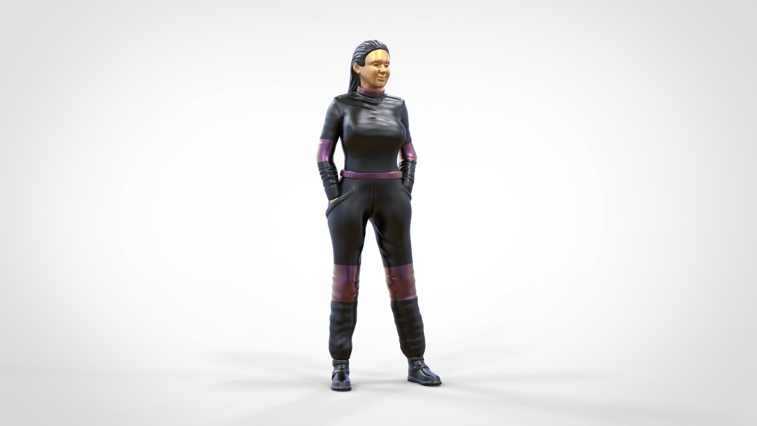 N6 Woman Race Driver Standing 3D print model_30