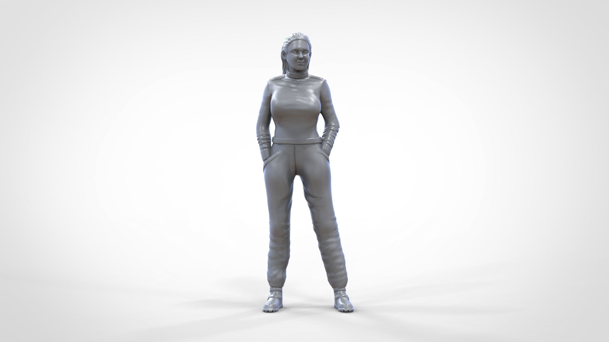 N6 Woman Race Driver Standing 3D print model_46