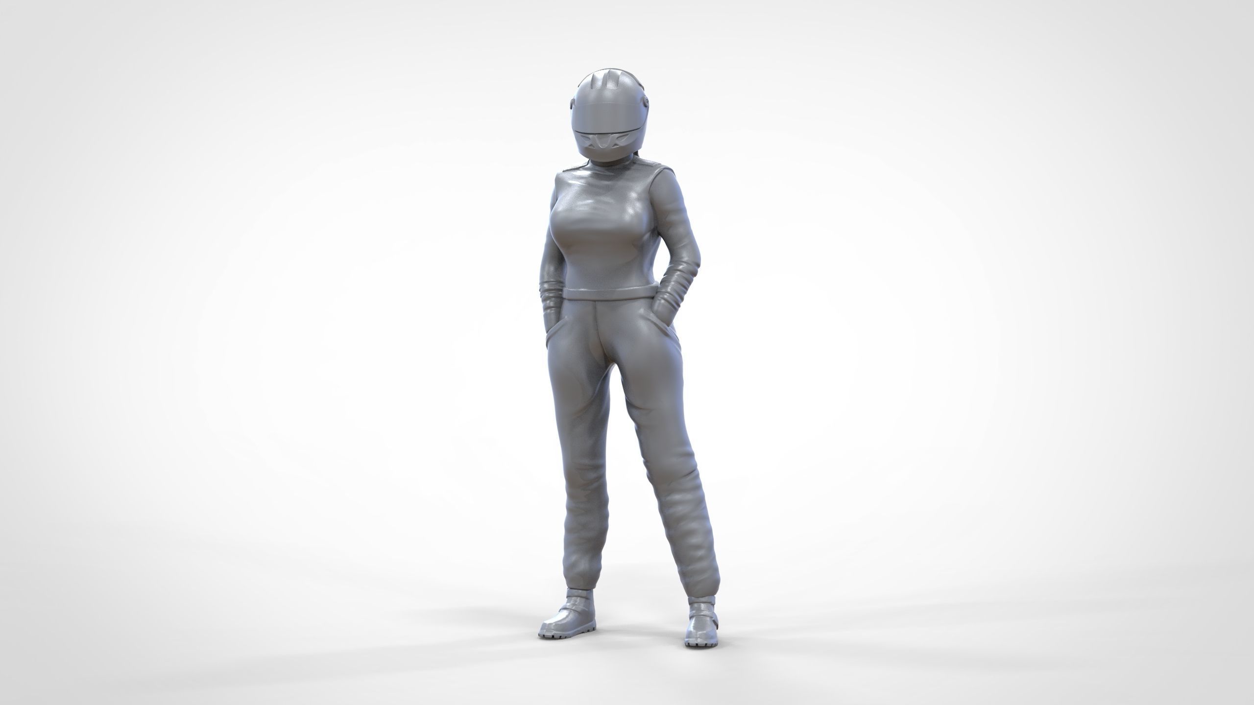 N6 Woman Race Driver Standing 3D print model_19