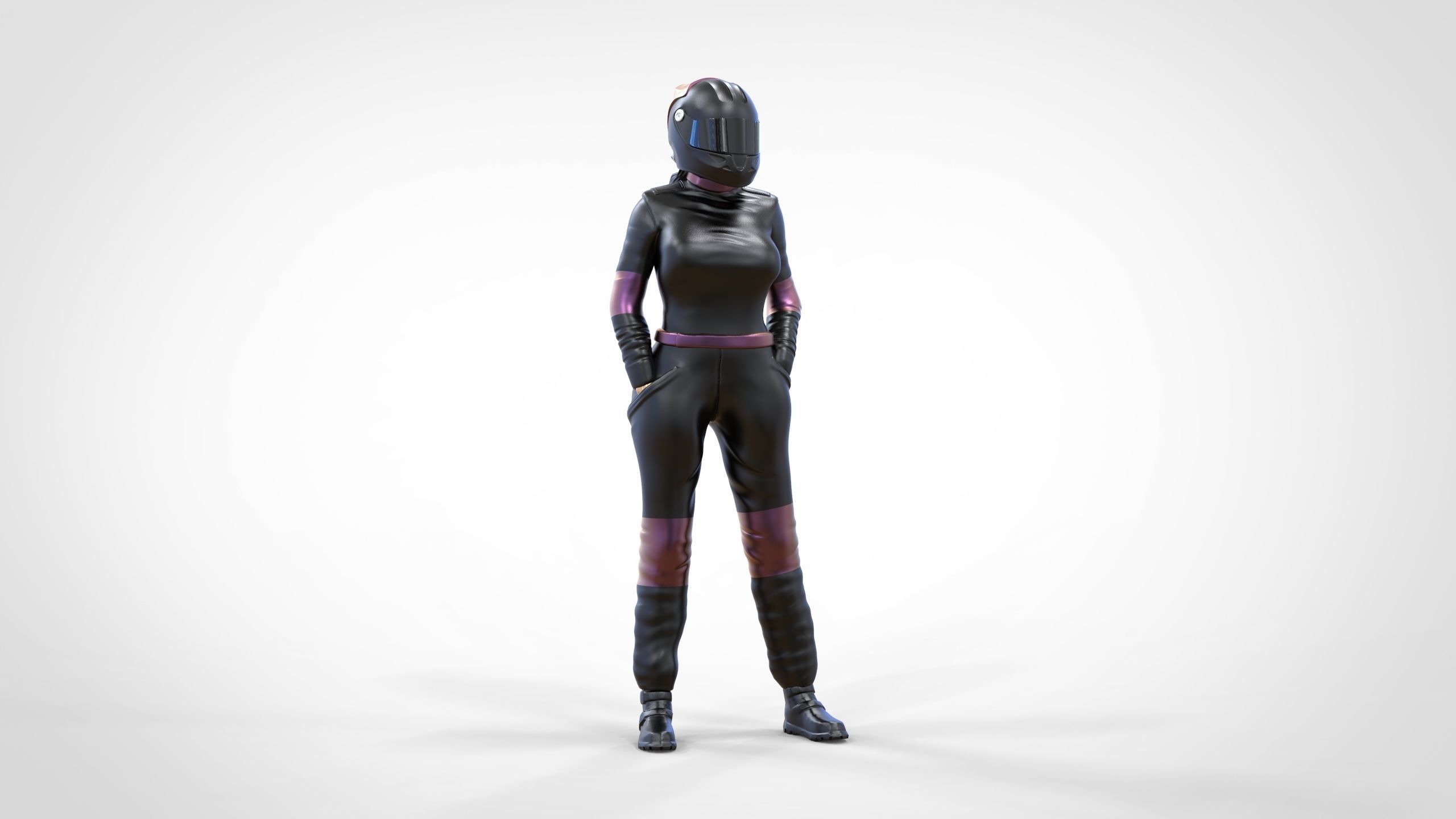 N6 Woman Race Driver Standing 3D print model_10