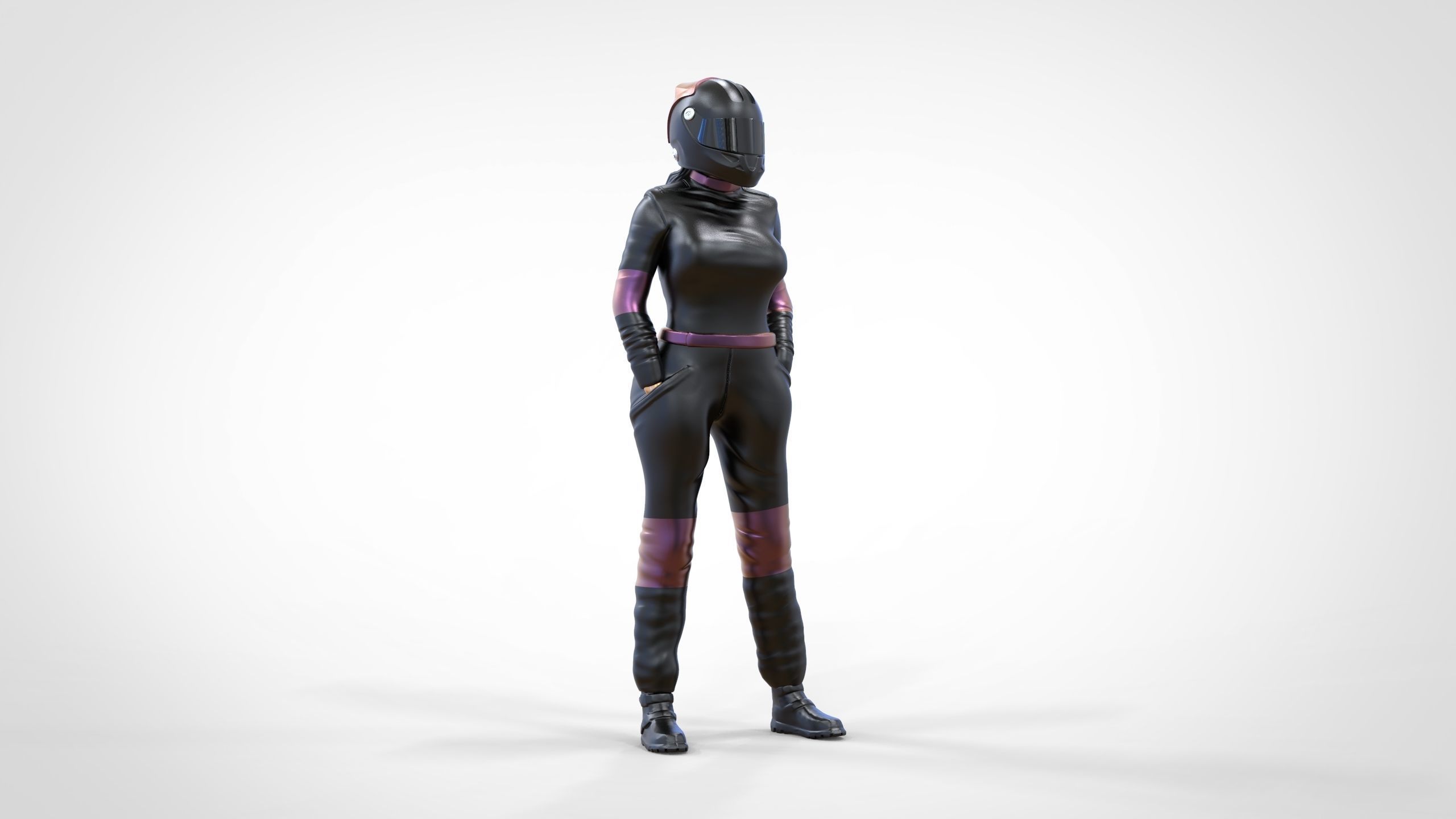 N6 Woman Race Driver Standing 3D print model_11