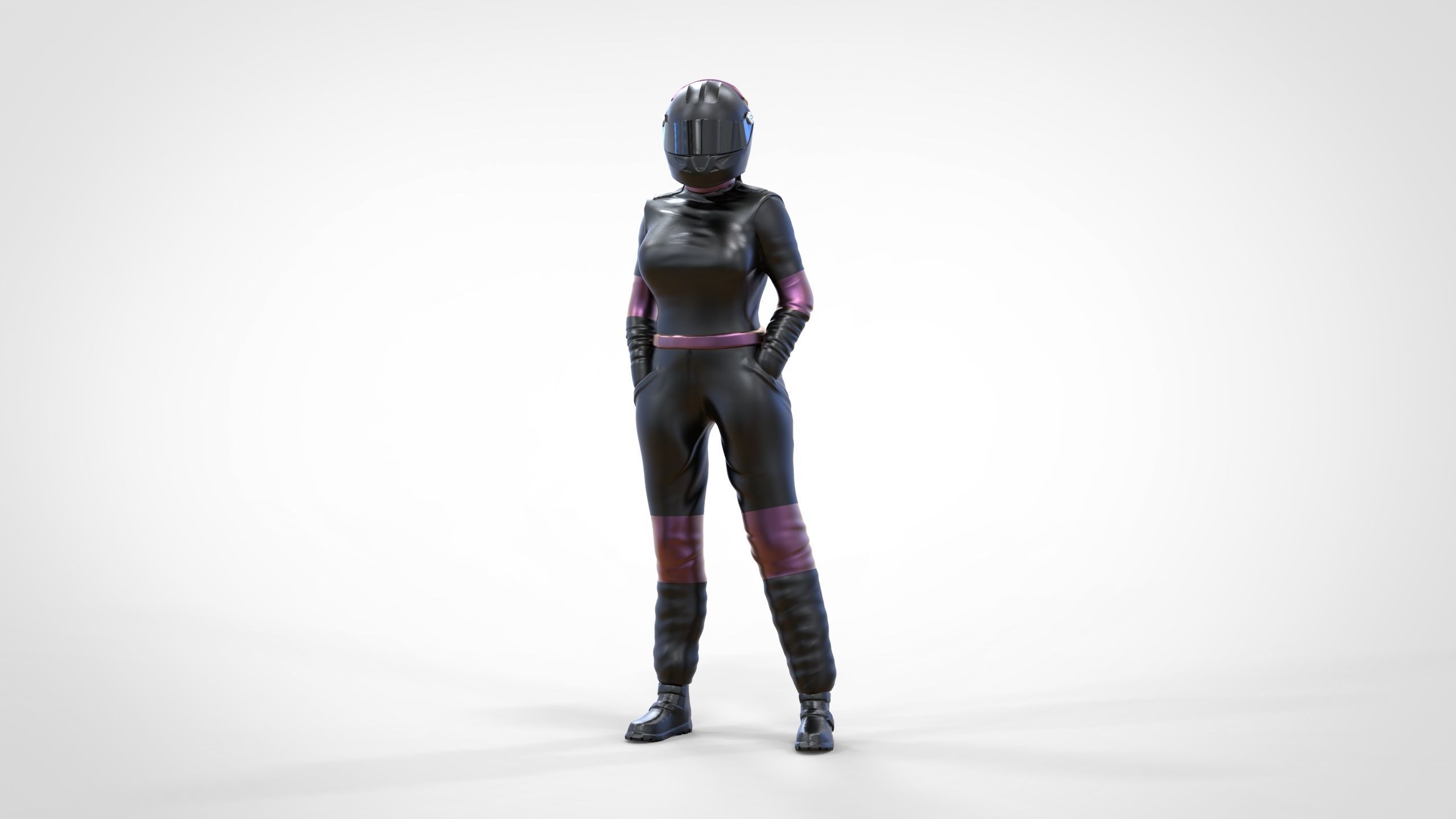 N6 Woman Race Driver Standing 3D print model_8