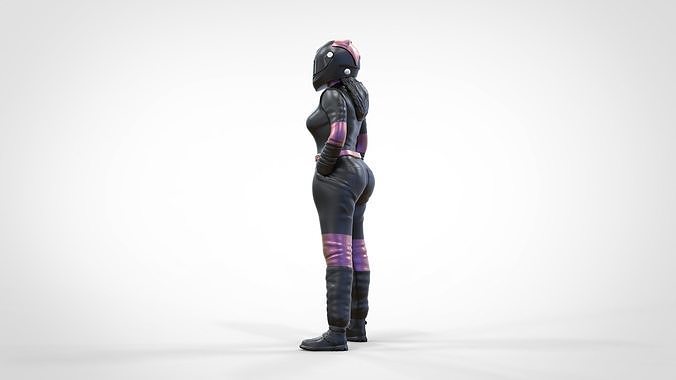 N6 Woman Race Driver Standing 3D print model 4