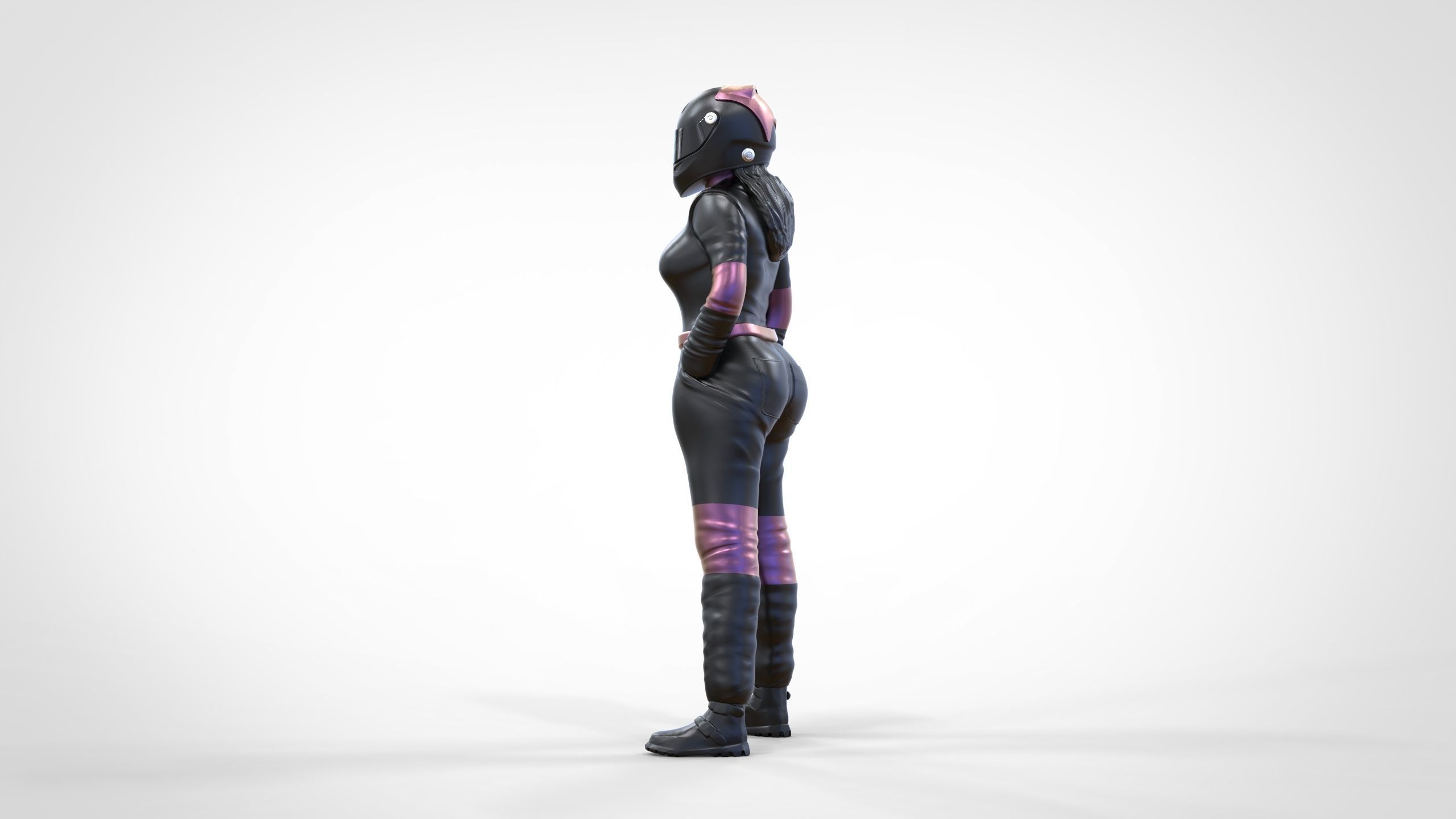 N6 Woman Race Driver Standing 3D print model_3