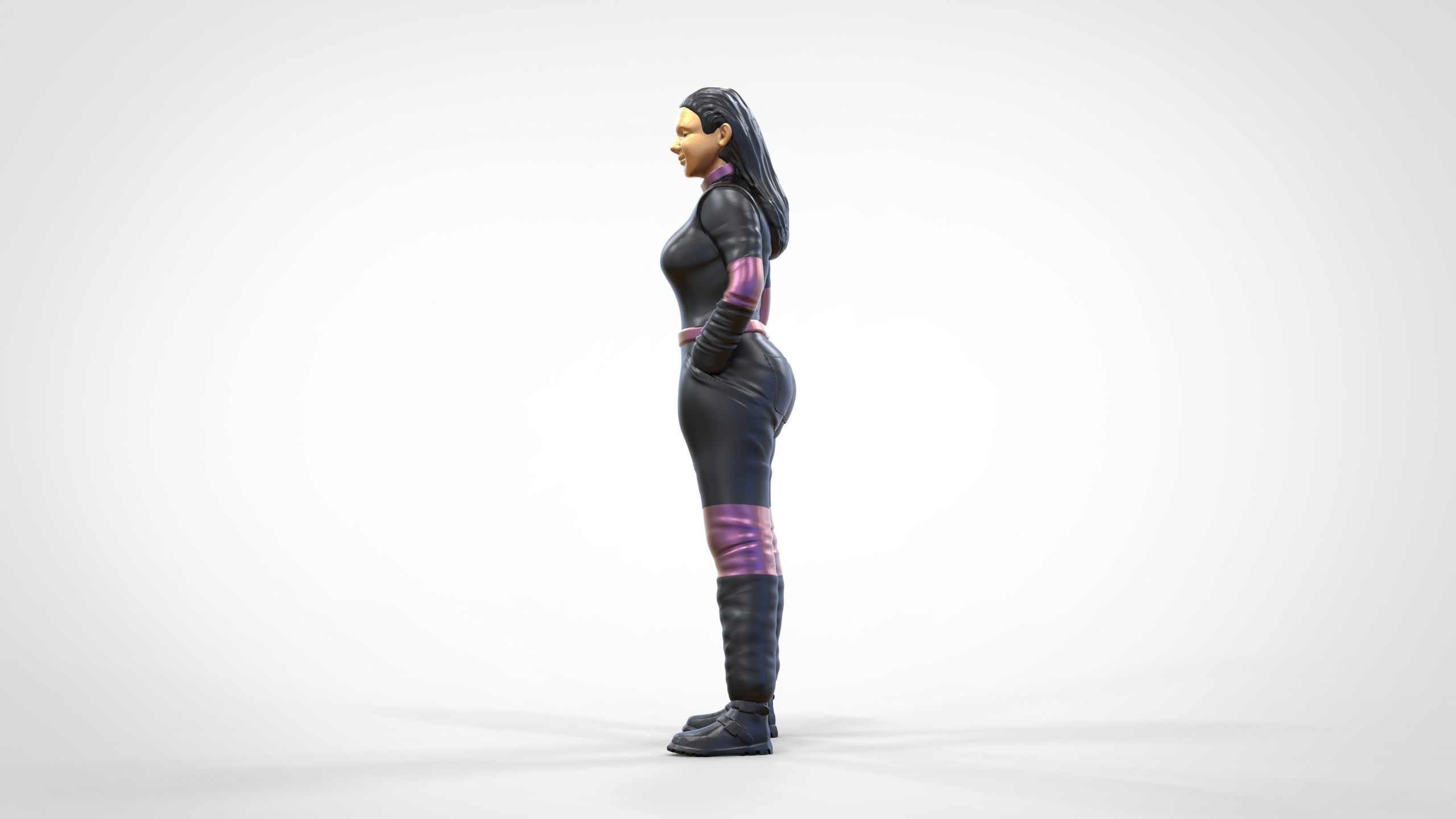 N6 Woman Race Driver Standing 3D print model_28