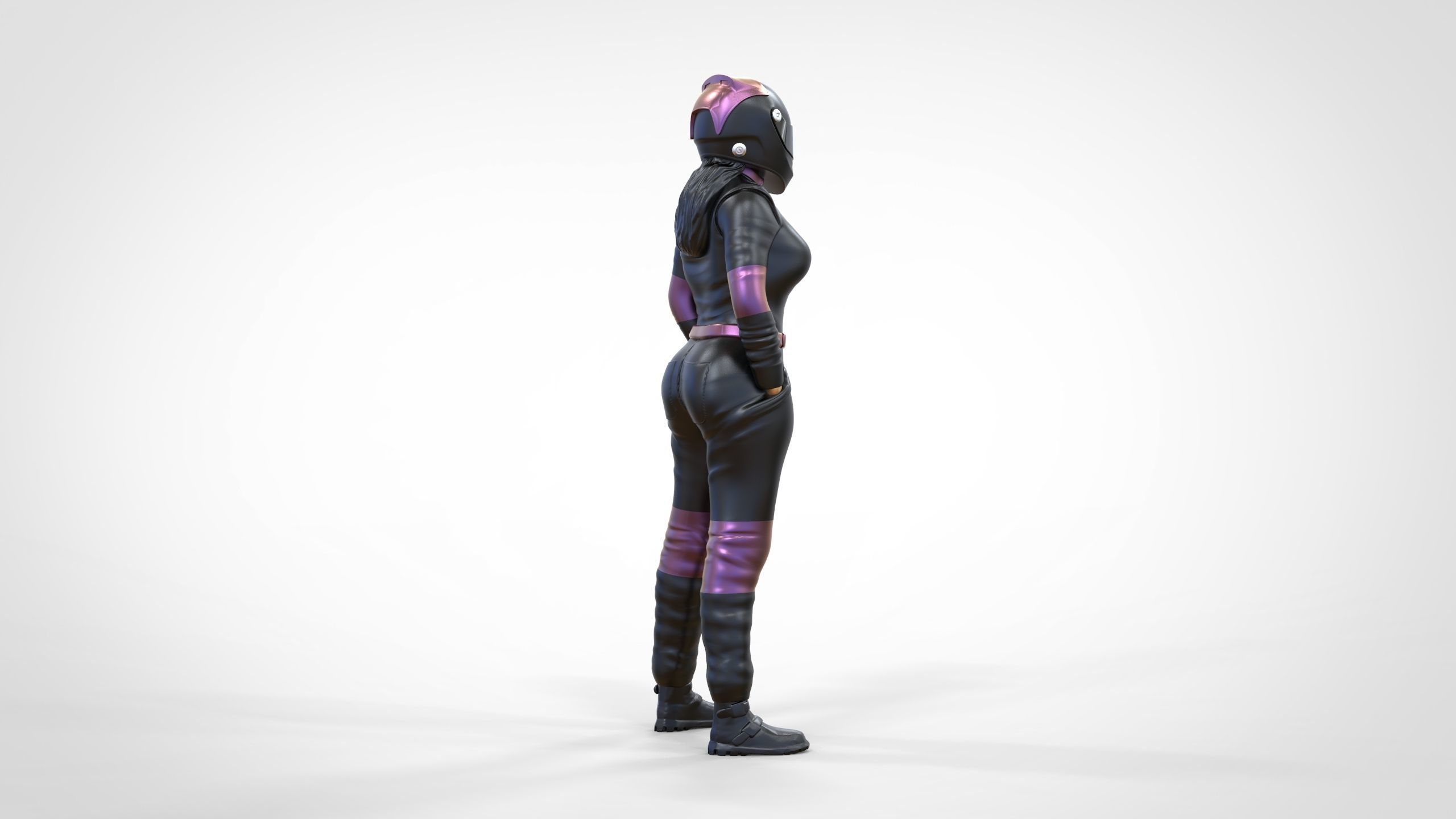 N6 Woman Race Driver Standing 3D print model_33