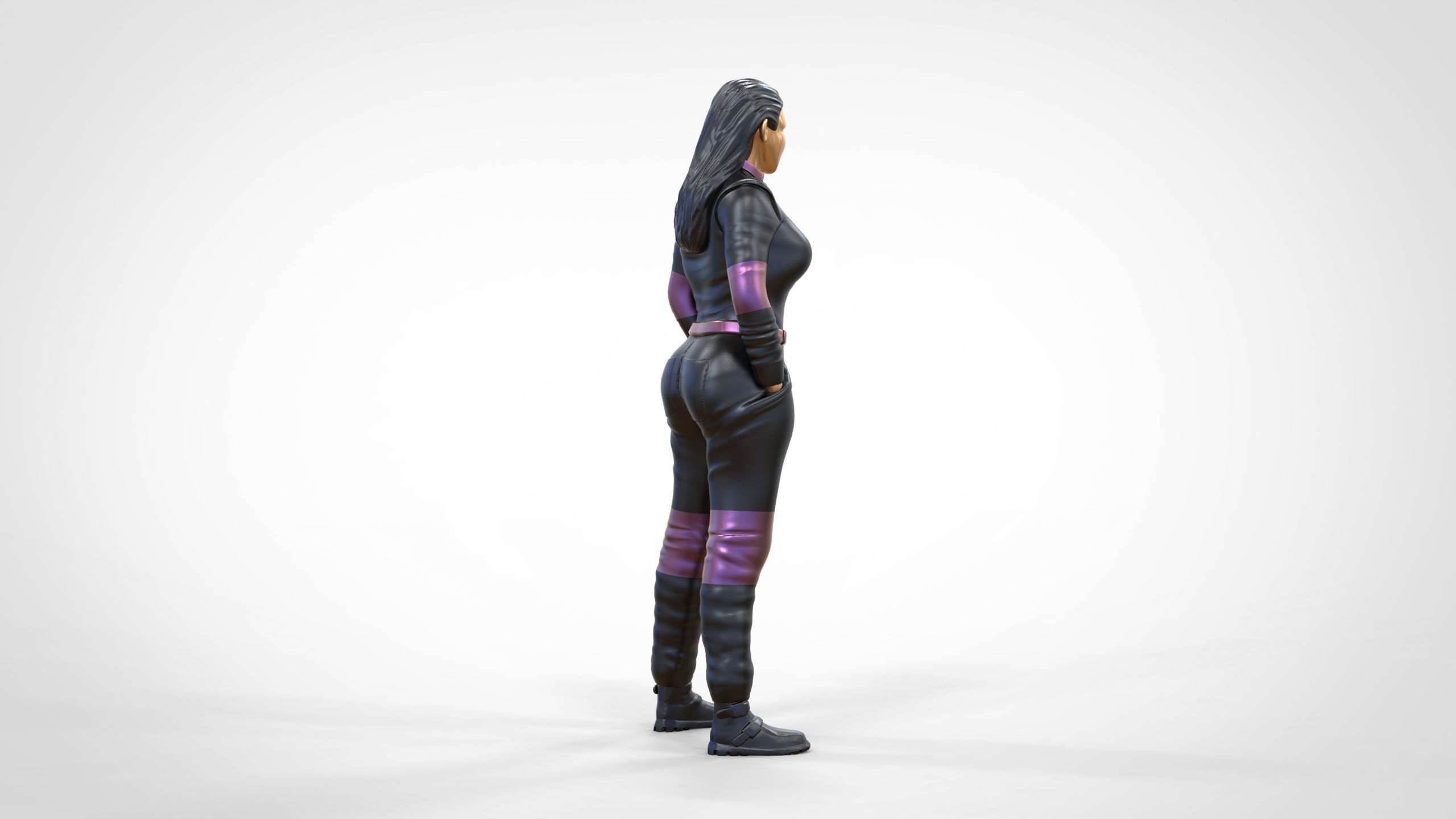 N6 Woman Race Driver Standing 3D print model_25