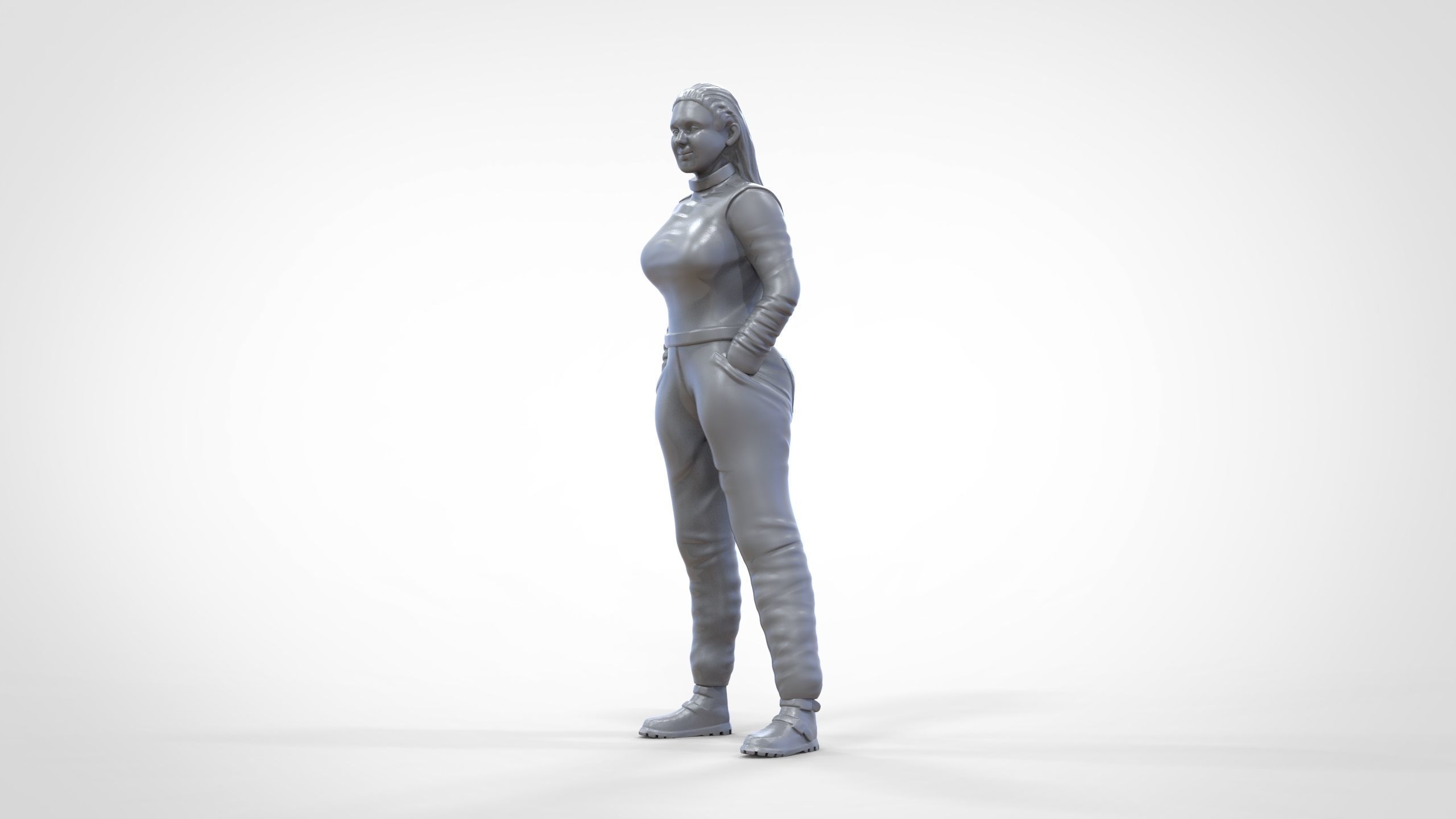 N6 Woman Race Driver Standing 3D print model_45