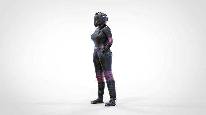 N6 Woman Race Driver Standing 3D print model 7