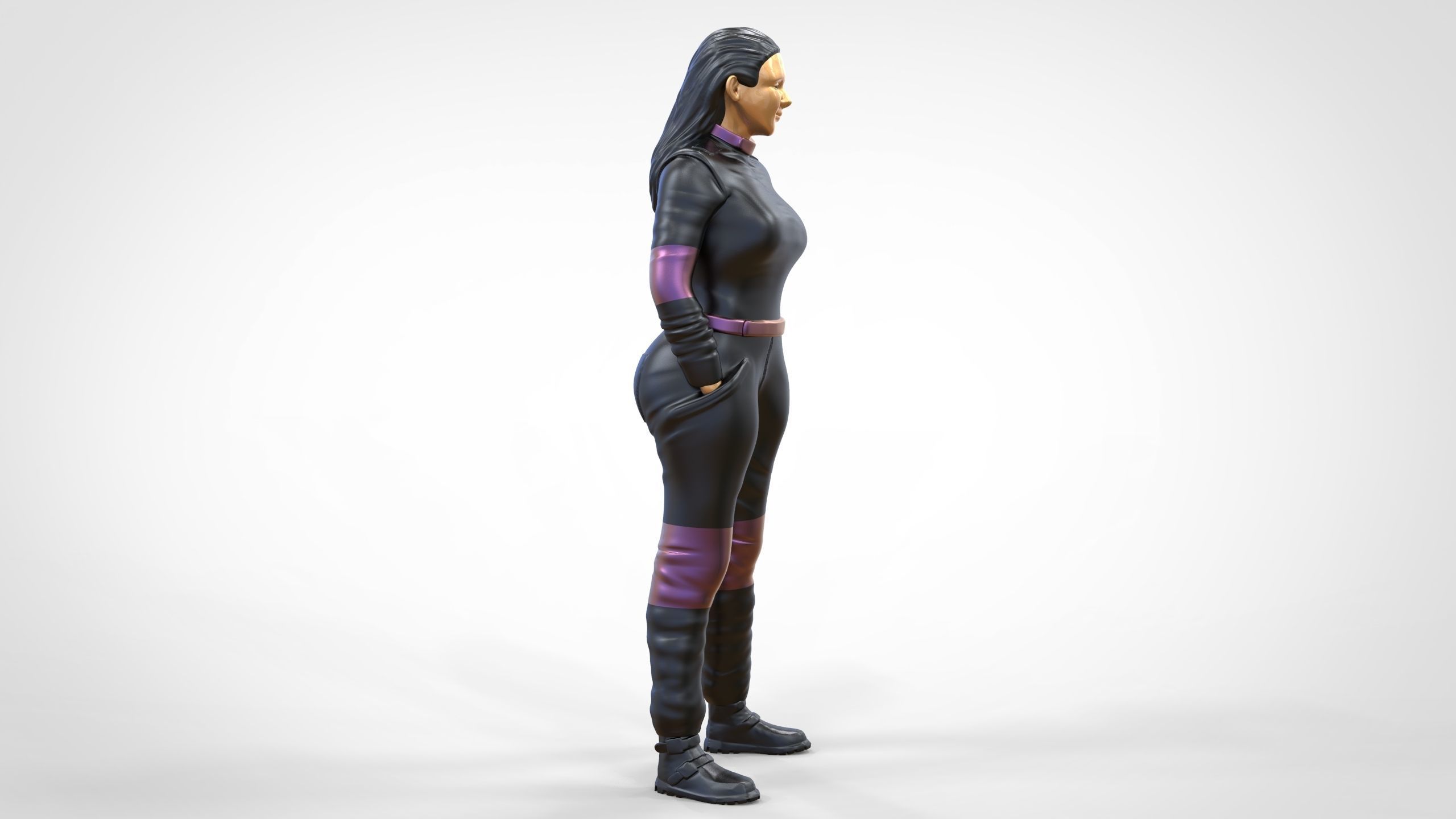 N6 Woman Race Driver Standing 3D print model_21