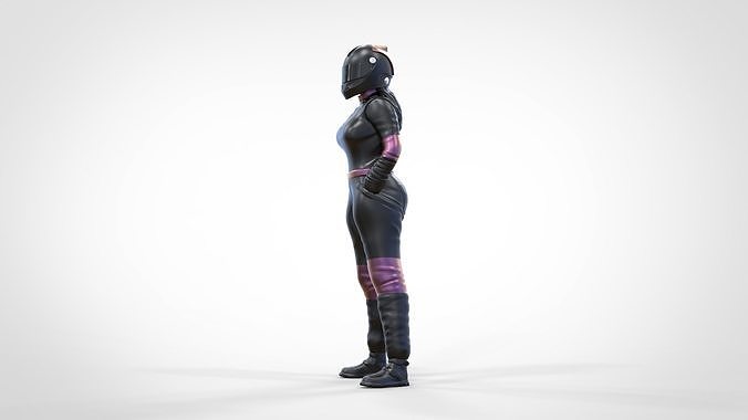 N6 Woman Race Driver Standing 3D print model 6