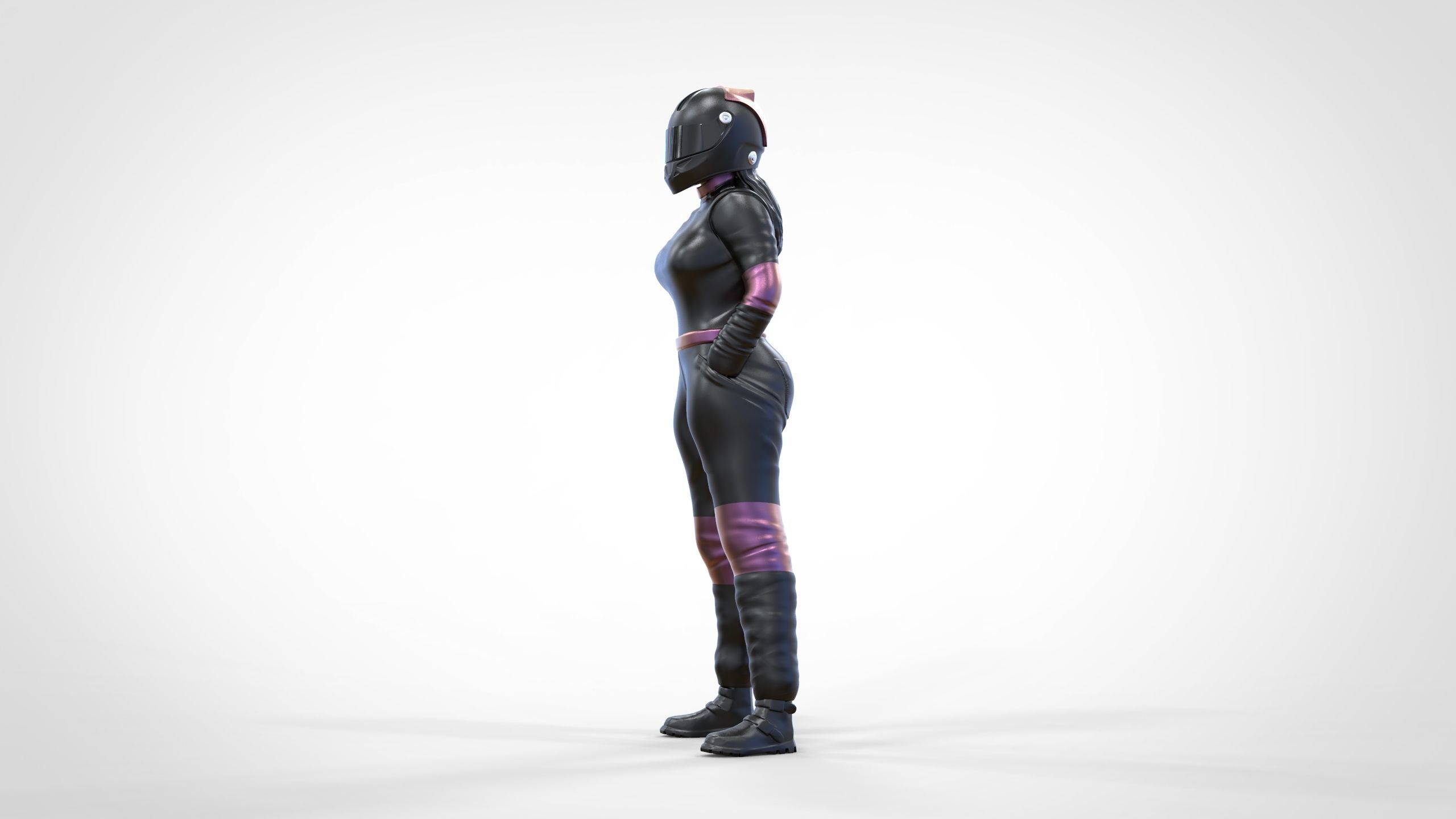N6 Woman Race Driver Standing 3D print model_5