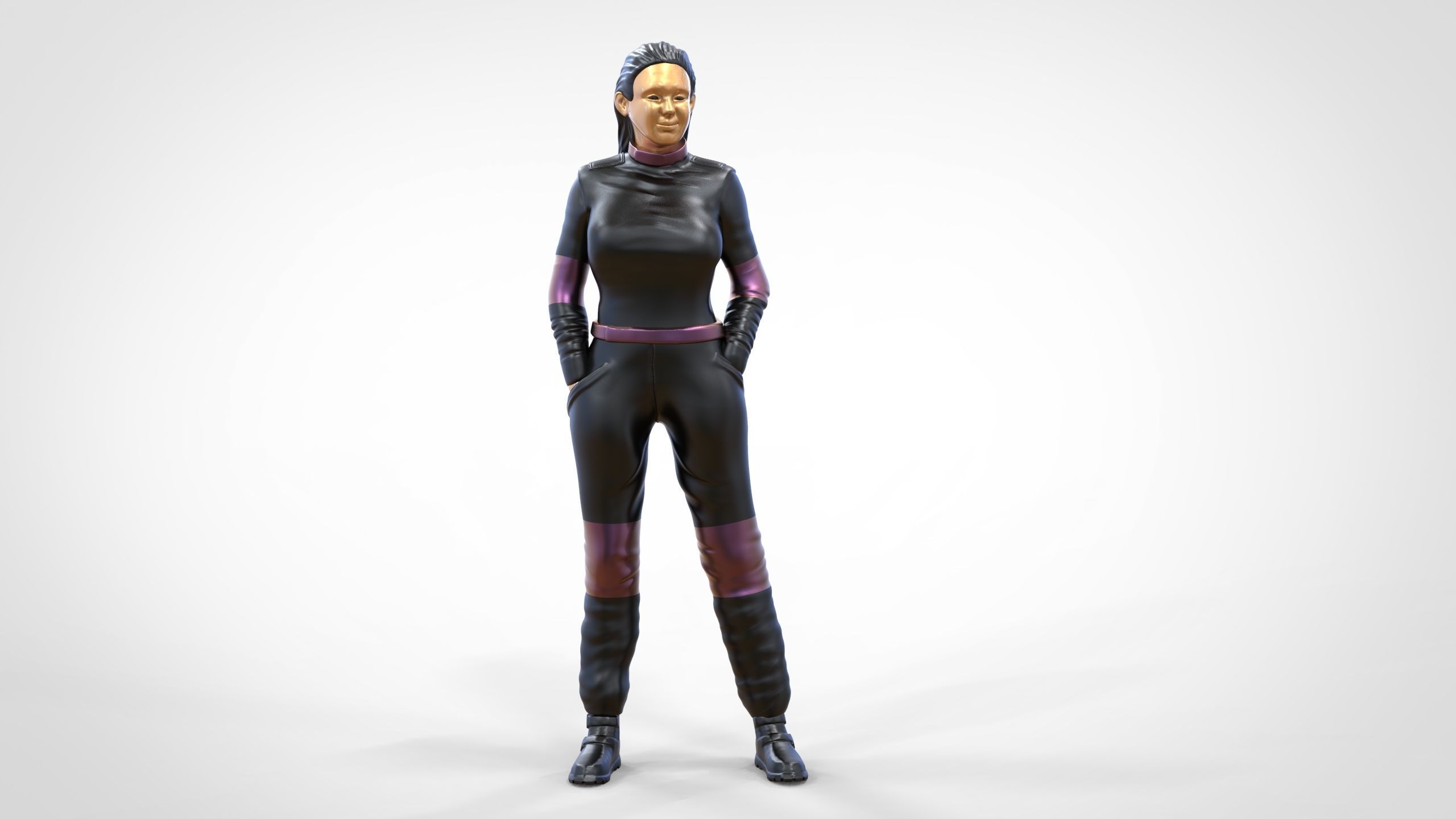 N6 Woman Race Driver Standing 3D print model_48