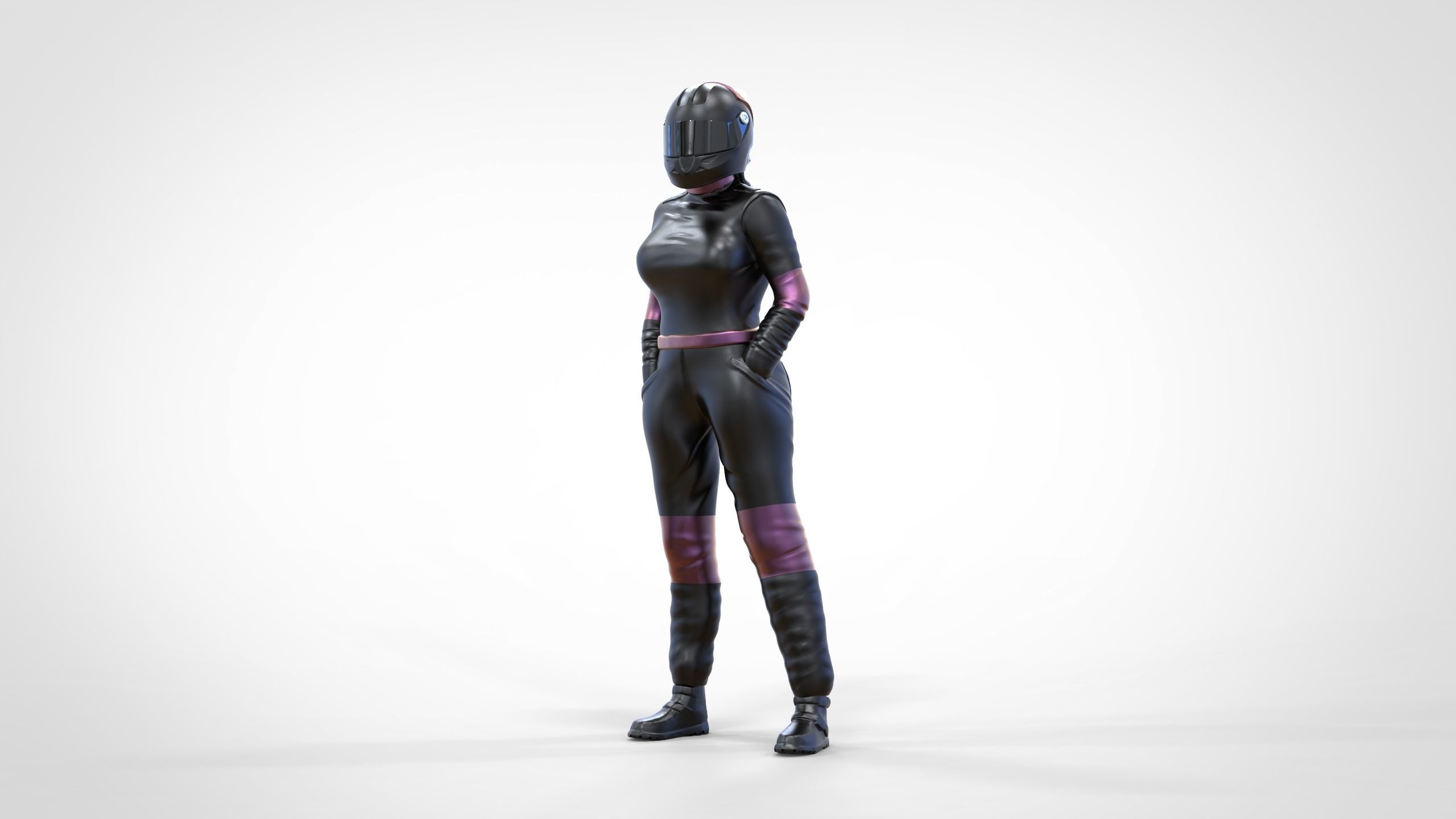 N6 Woman Race Driver Standing 3D print model_7