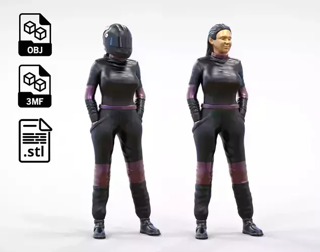 N6 Woman Race Driver Standing 3D print model
