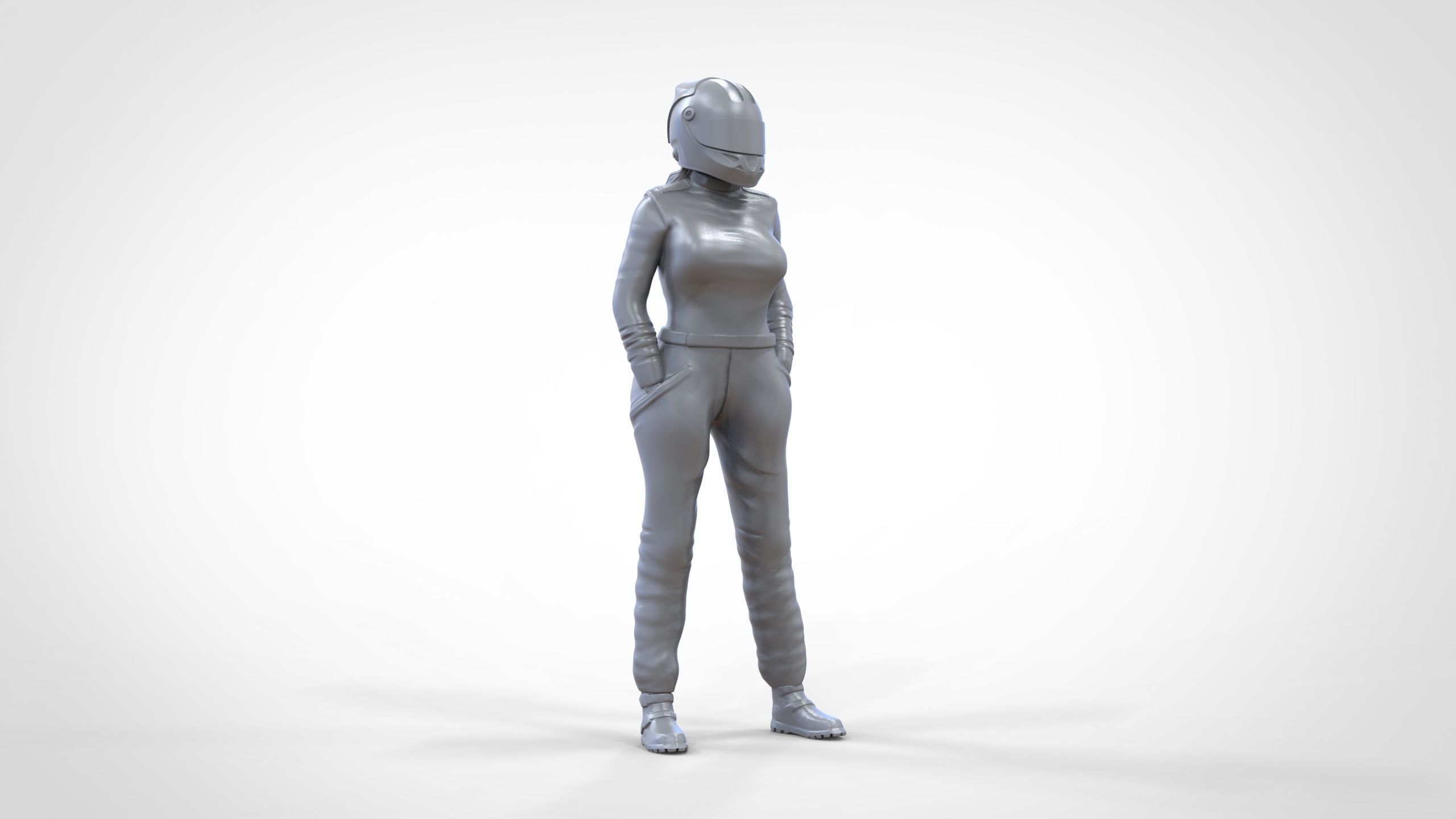 N6 Woman Race Driver Standing 3D print model_20