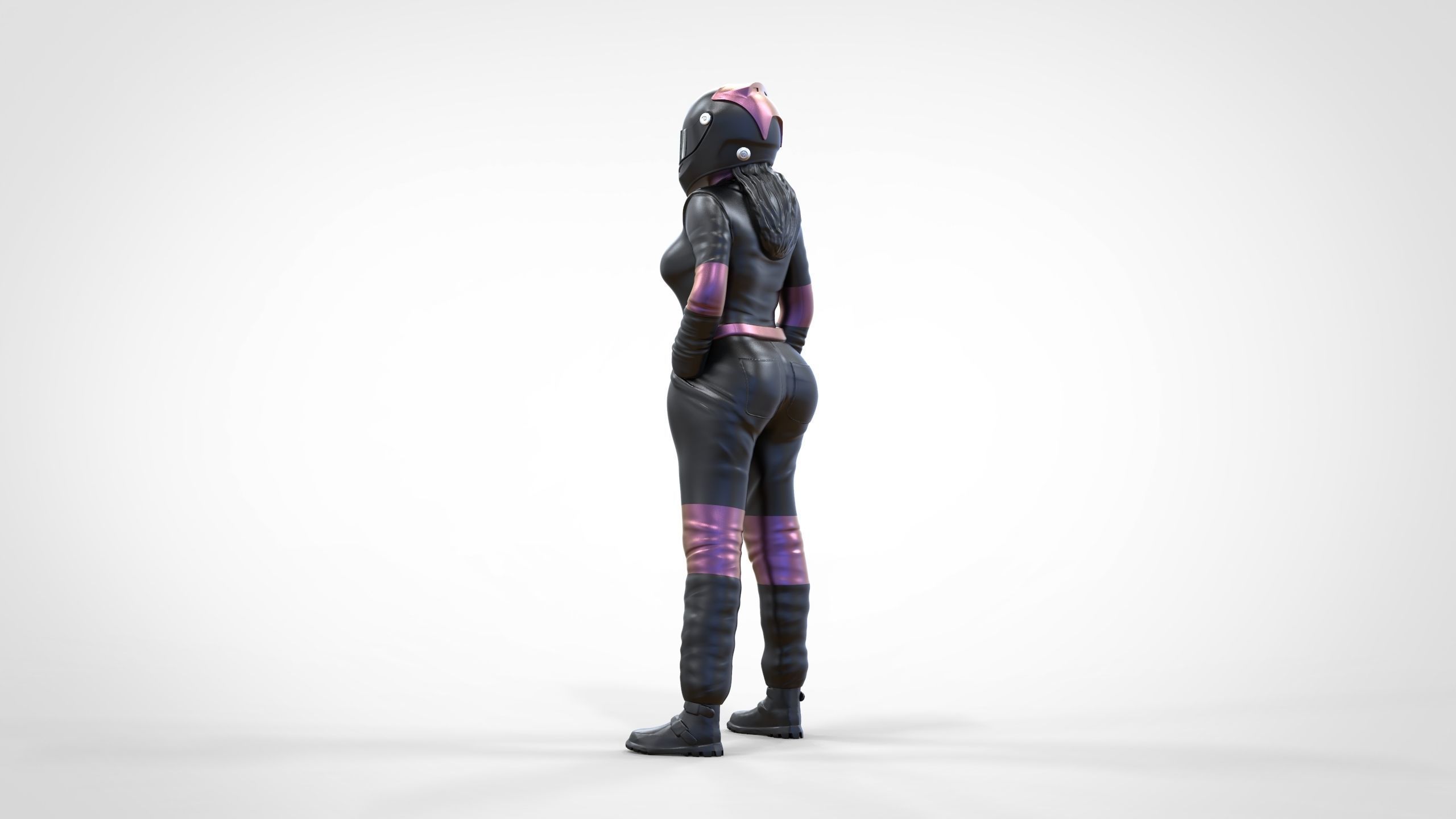 N6 Woman Race Driver Standing 3D print model_2