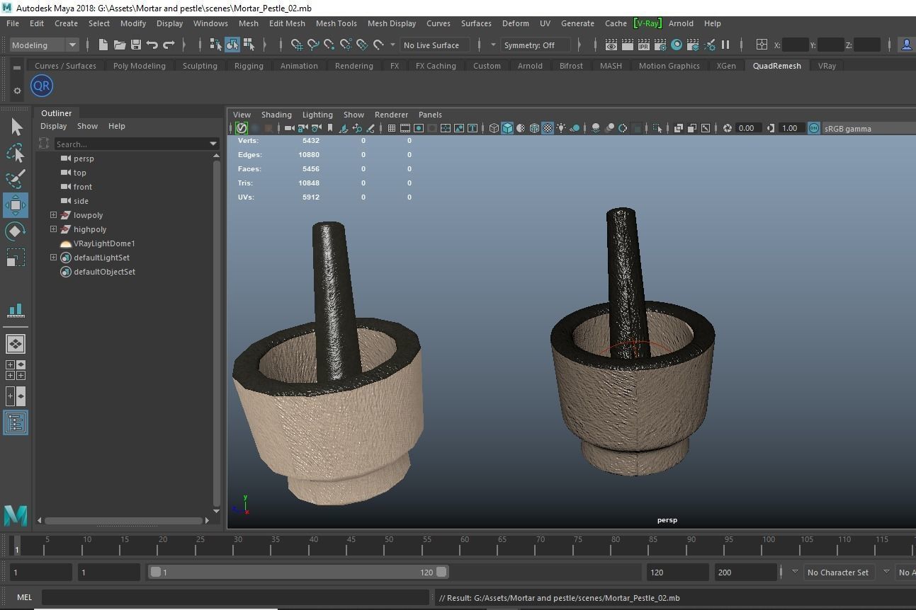 Mortar and Pestle Low-poly 3D model_17
