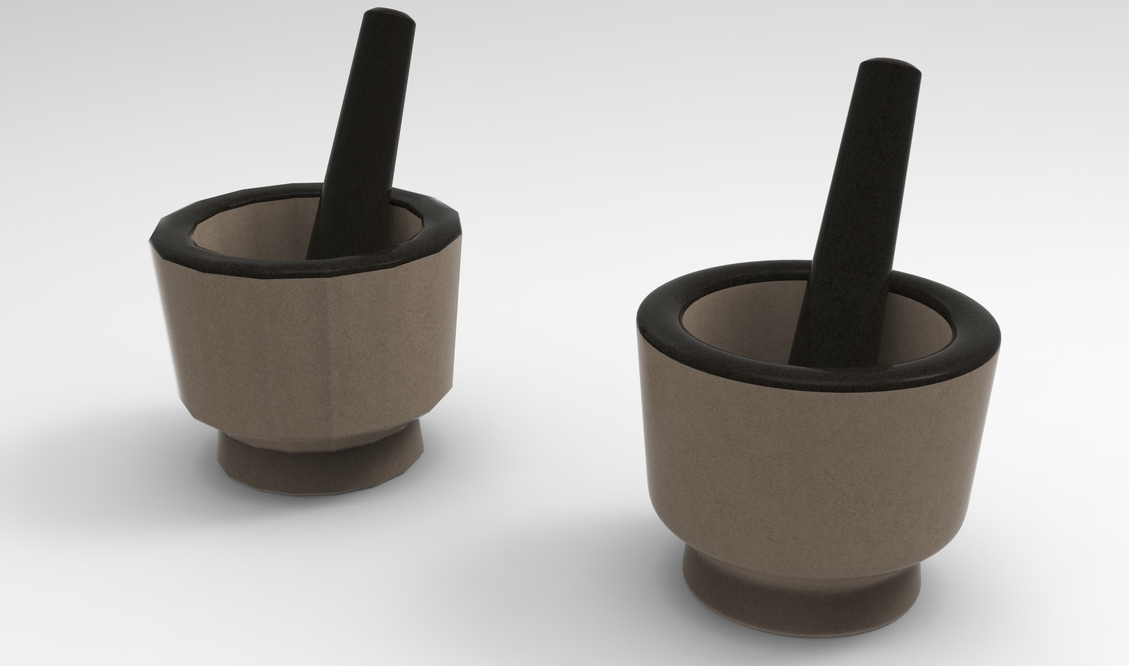 Mortar and Pestle Low-poly 3D model_12