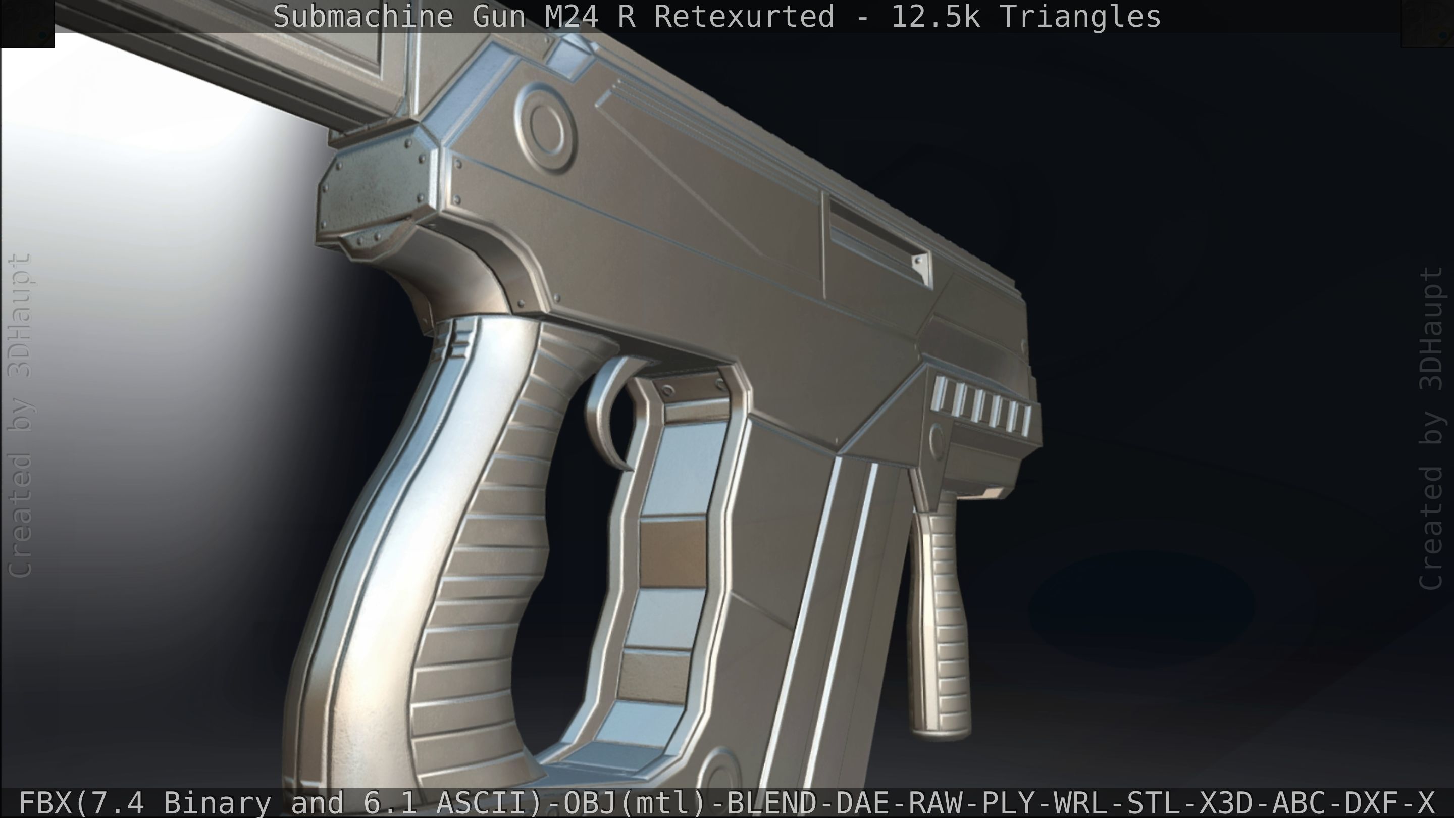 Submachine Gun M24 R Retexurted Low-poly 3D model_419