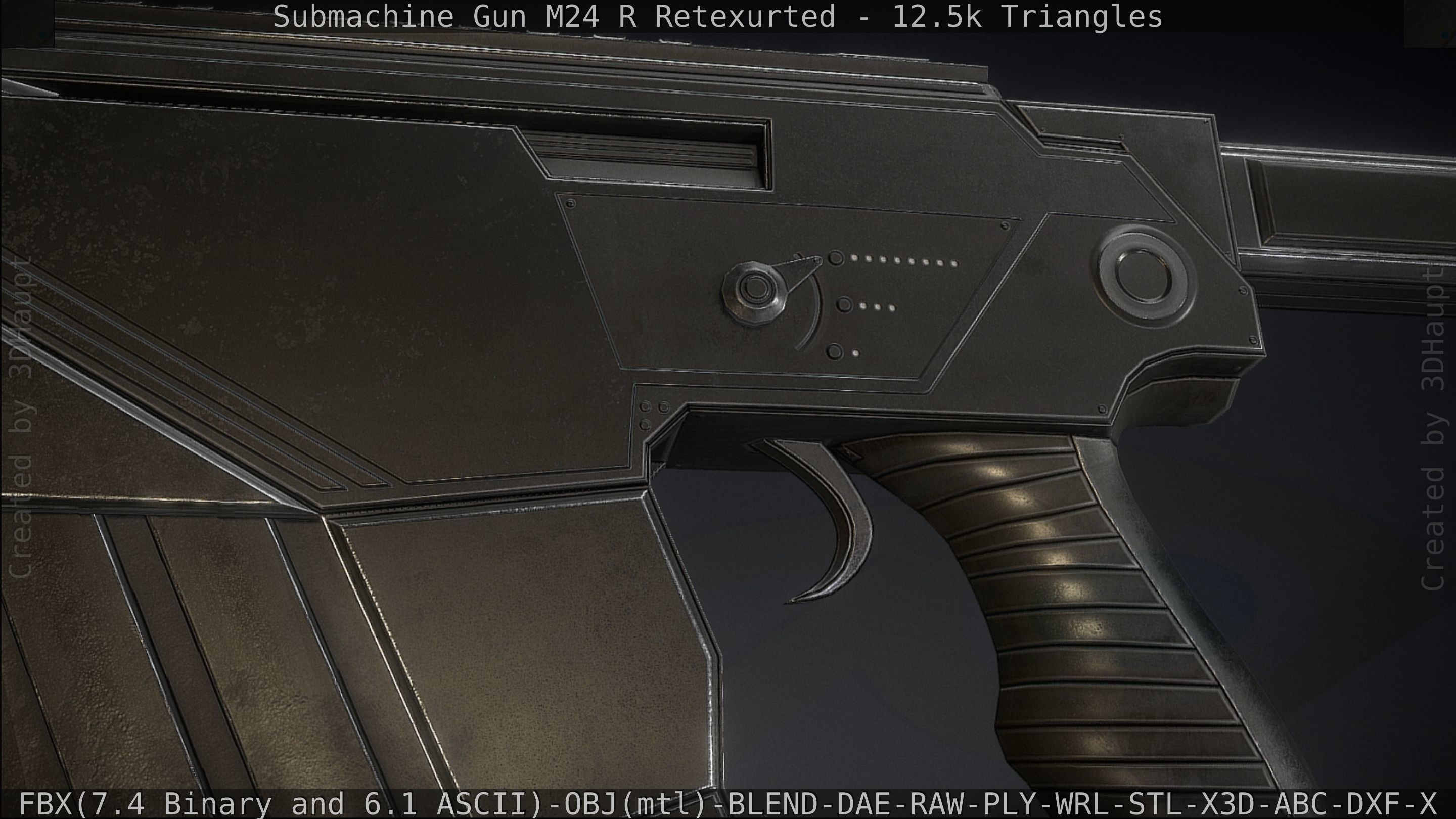 Submachine Gun M24 R Retexurted Low-poly 3D model_86