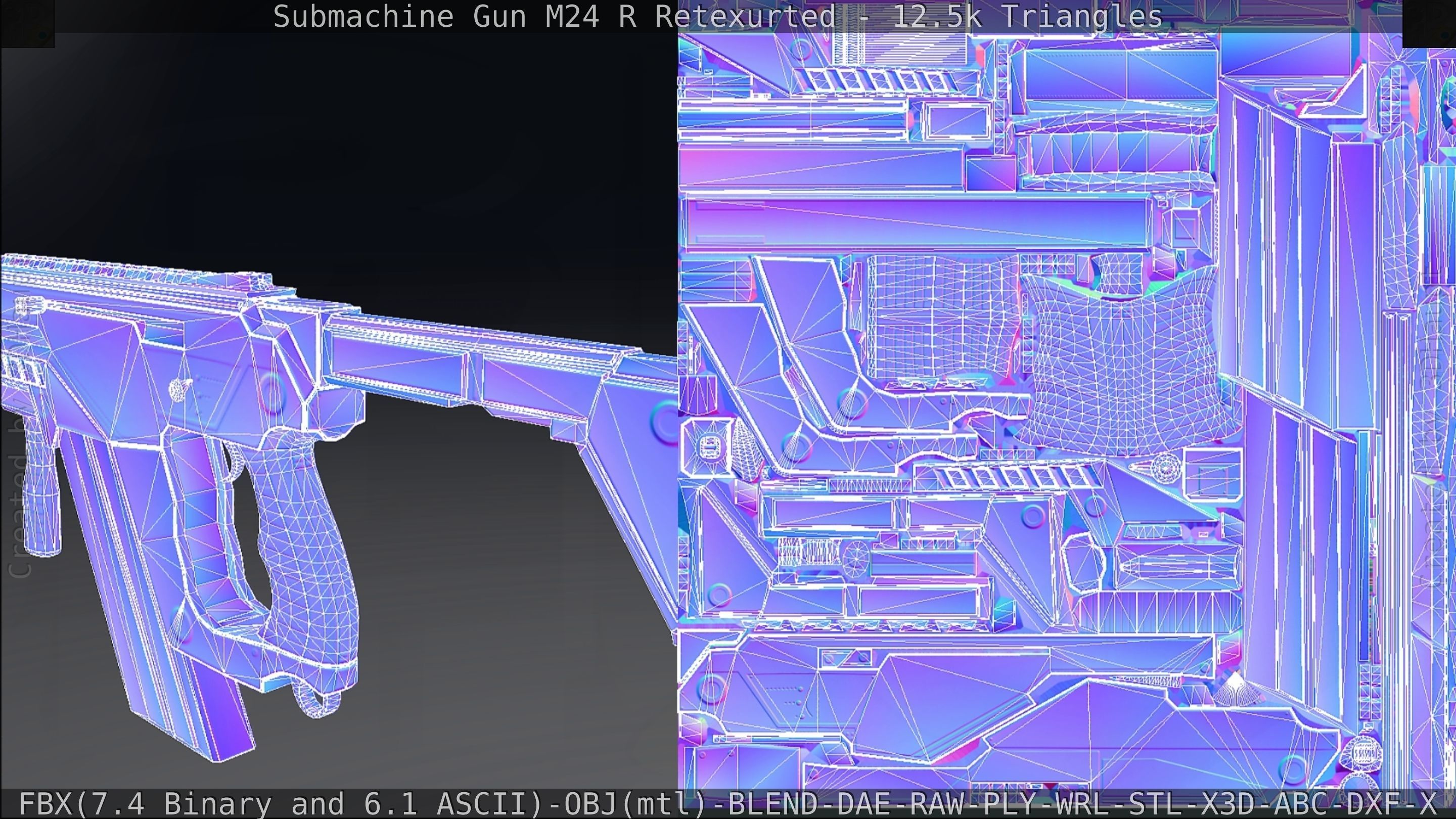 Submachine Gun M24 R Retexurted Low-poly 3D model_304