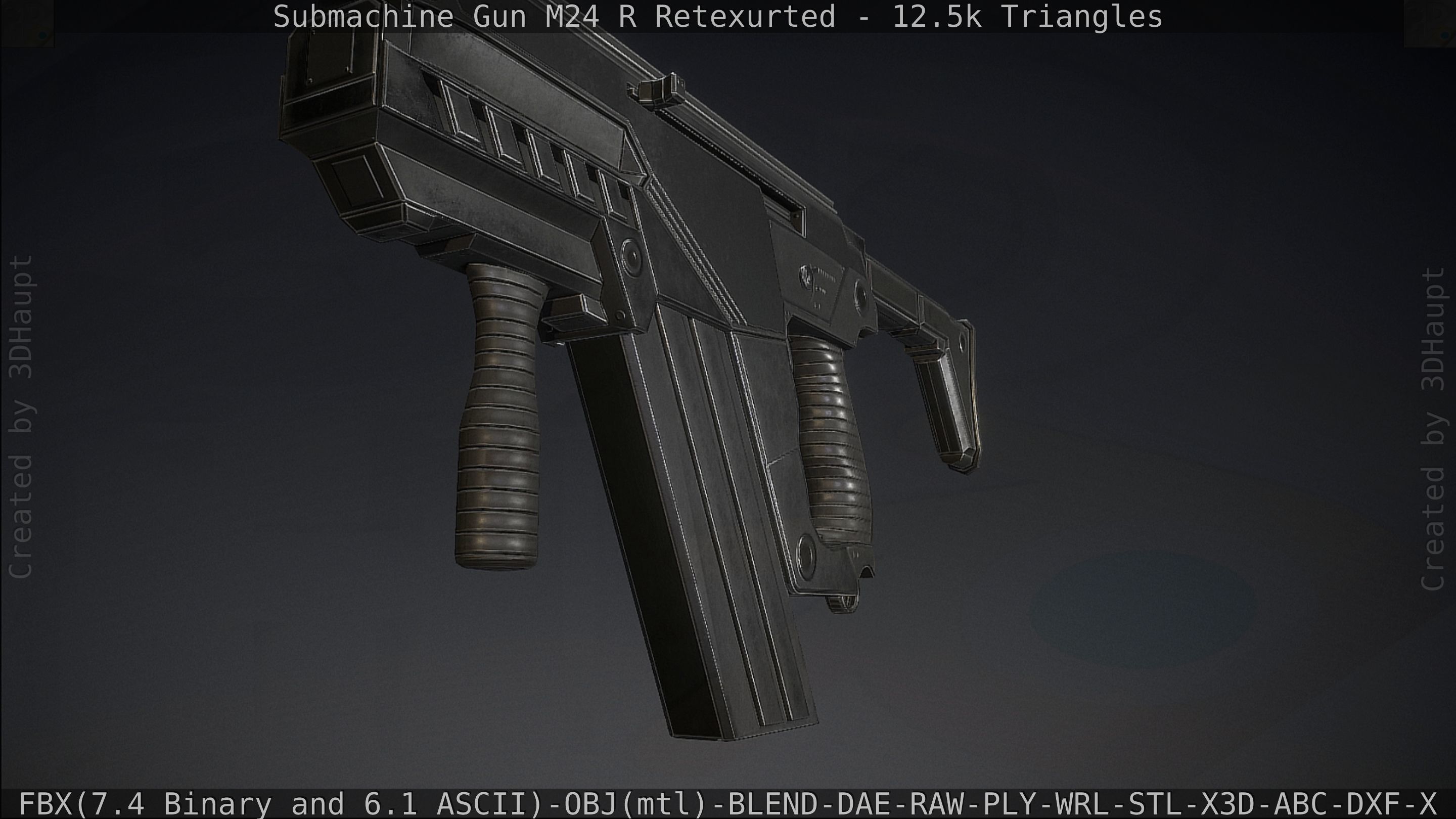 Submachine Gun M24 R Retexurted Low-poly 3D model_188
