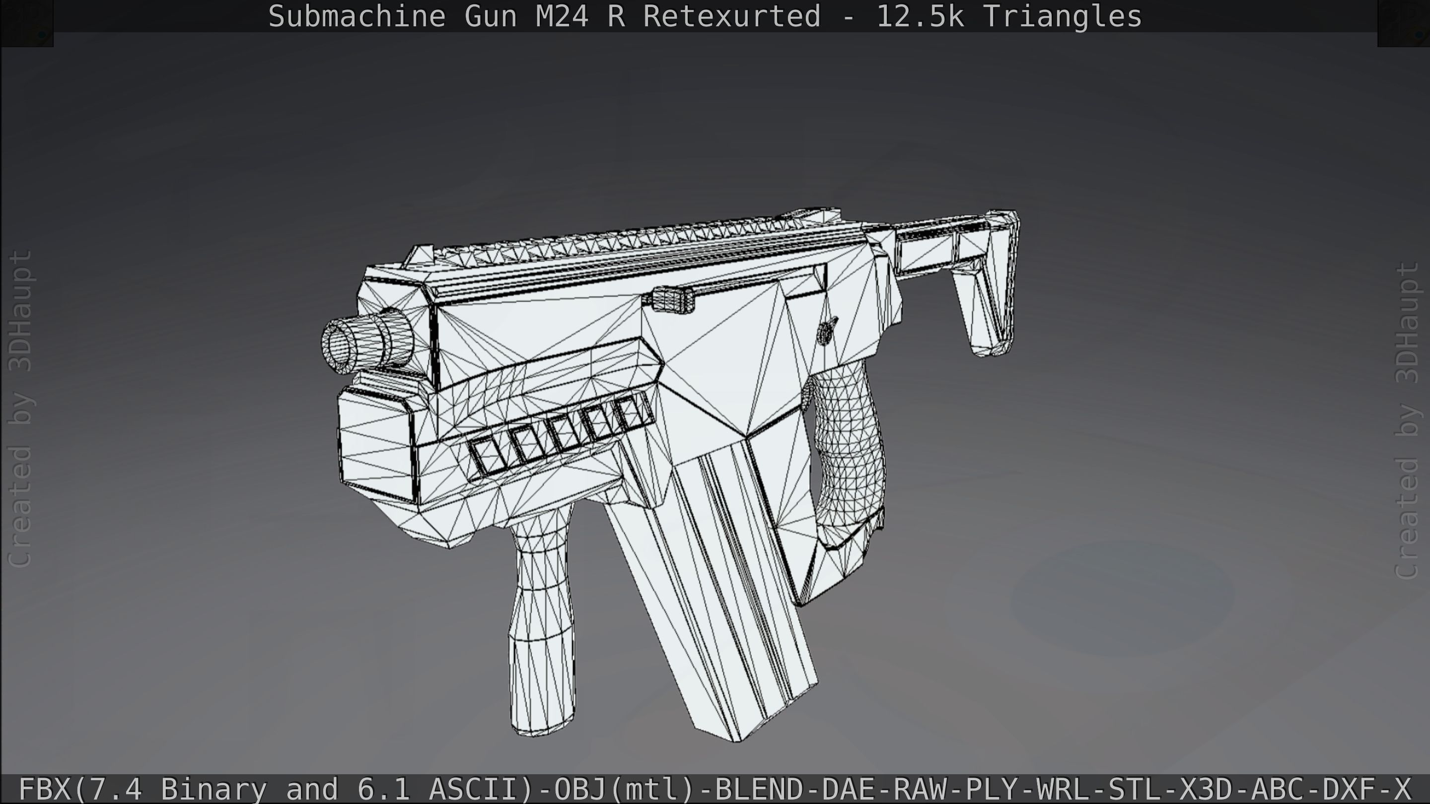 Submachine Gun M24 R Retexurted Low-poly 3D model_239