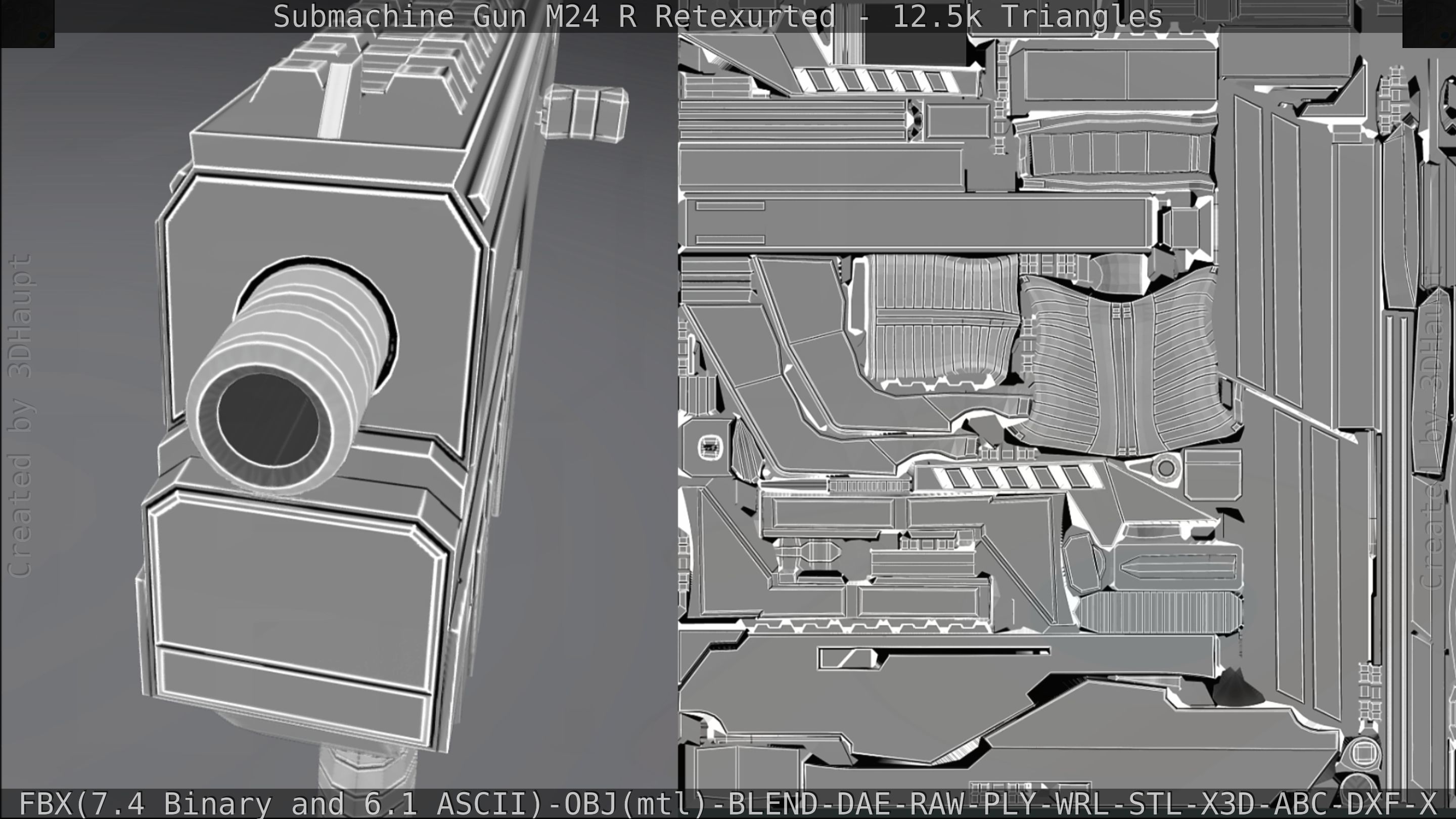 Submachine Gun M24 R Retexurted Low-poly 3D model_368