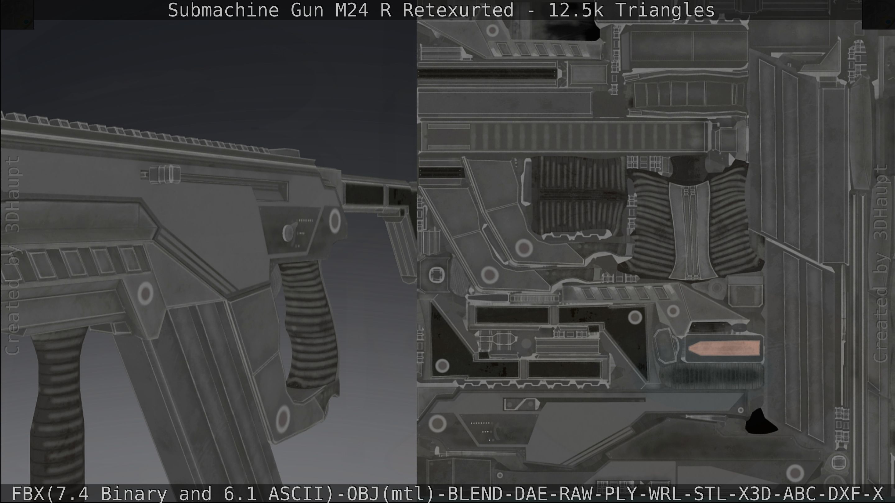 Submachine Gun M24 R Retexurted Low-poly 3D model_245
