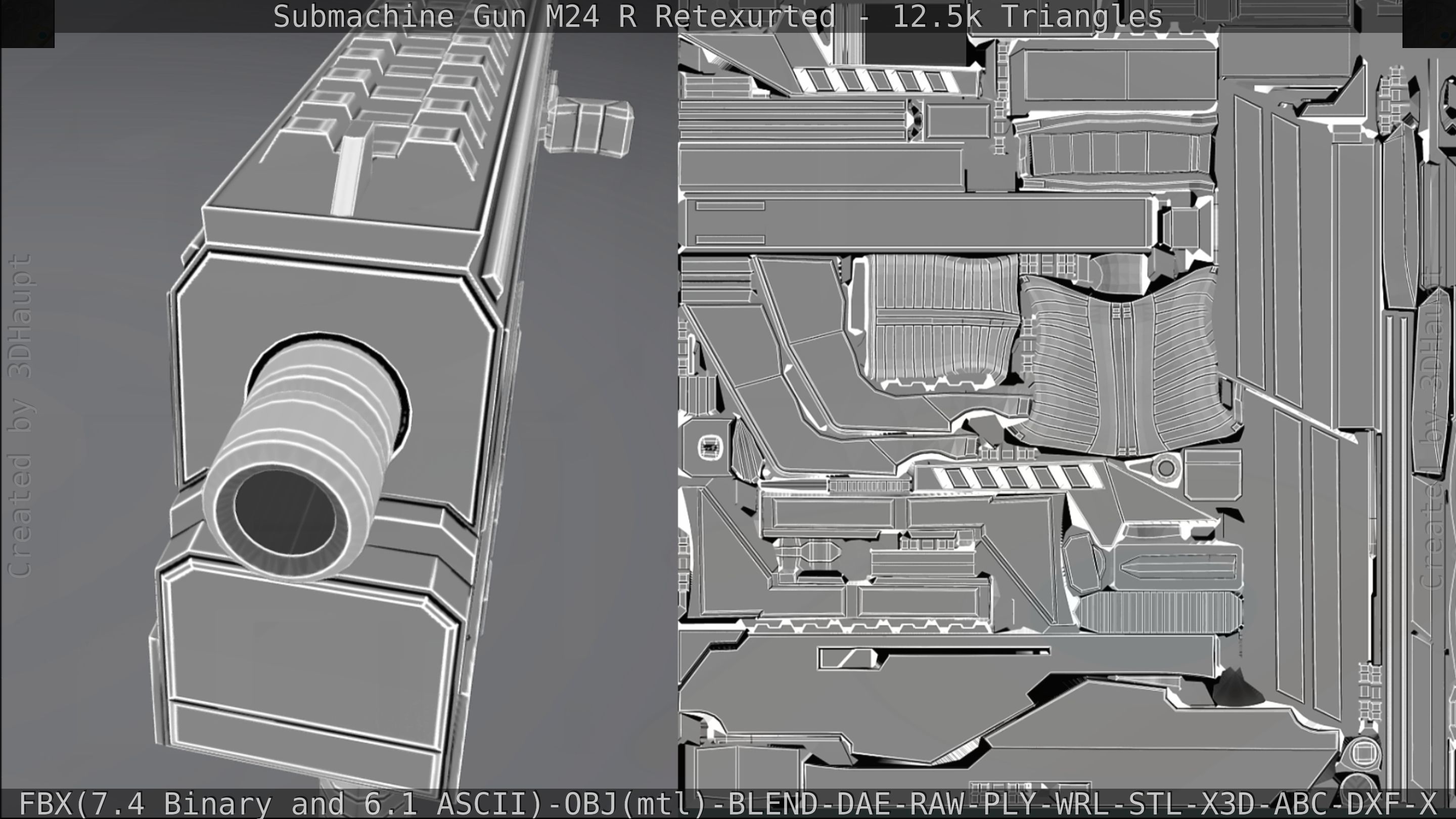 Submachine Gun M24 R Retexurted Low-poly 3D model_367