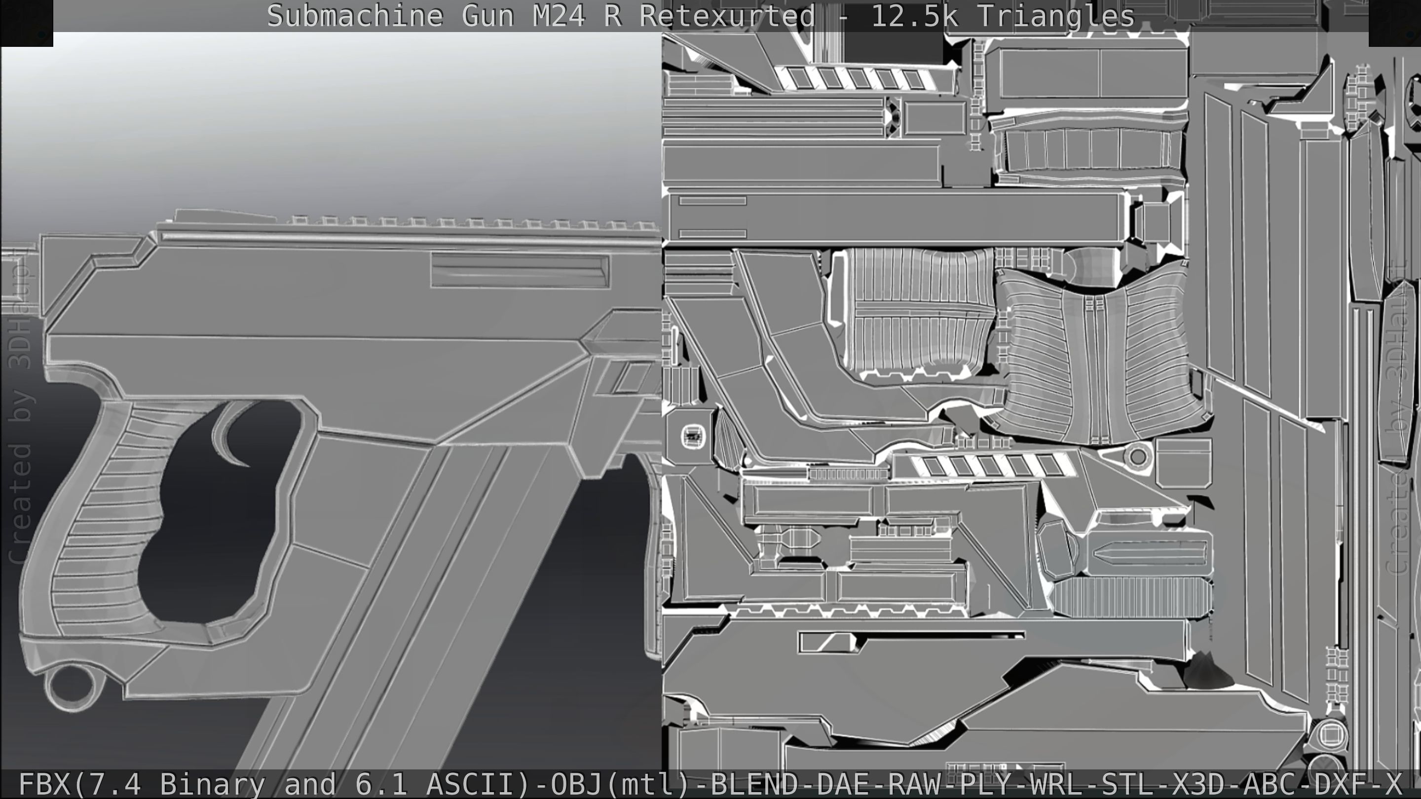 Submachine Gun M24 R Retexurted Low-poly 3D model_403