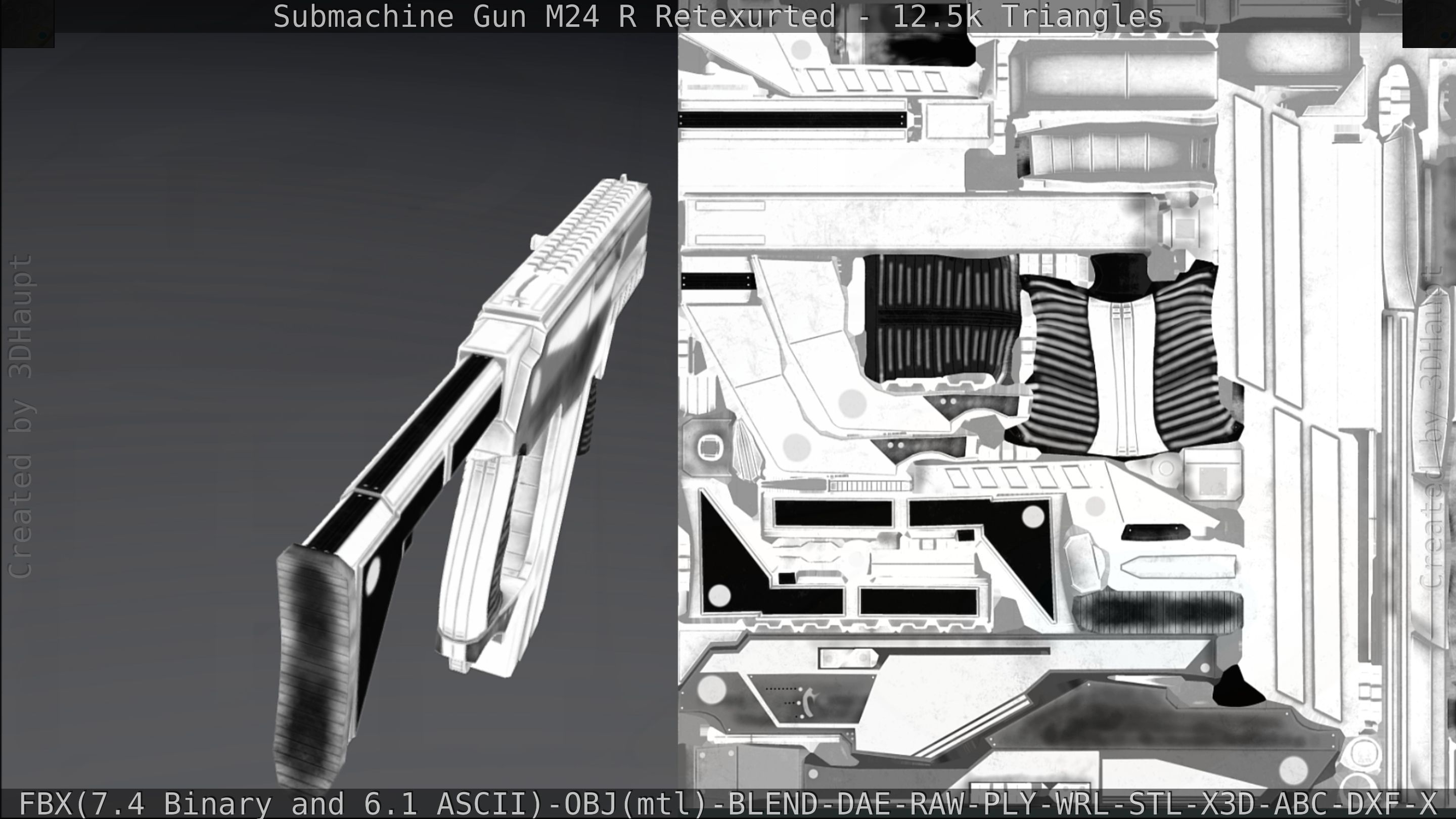 Submachine Gun M24 R Retexurted Low-poly 3D model_268