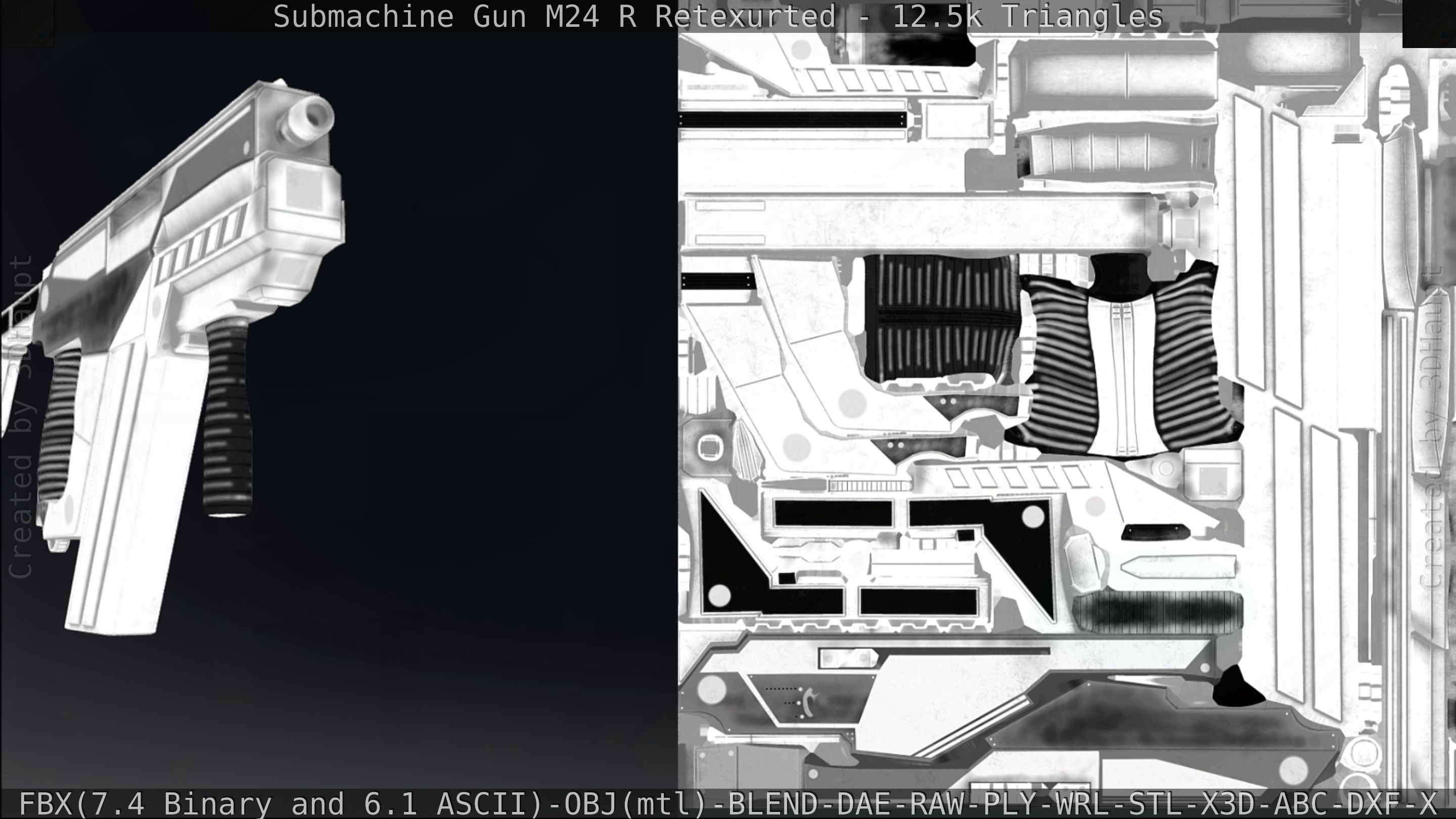 Submachine Gun M24 R Retexurted Low-poly 3D model_273