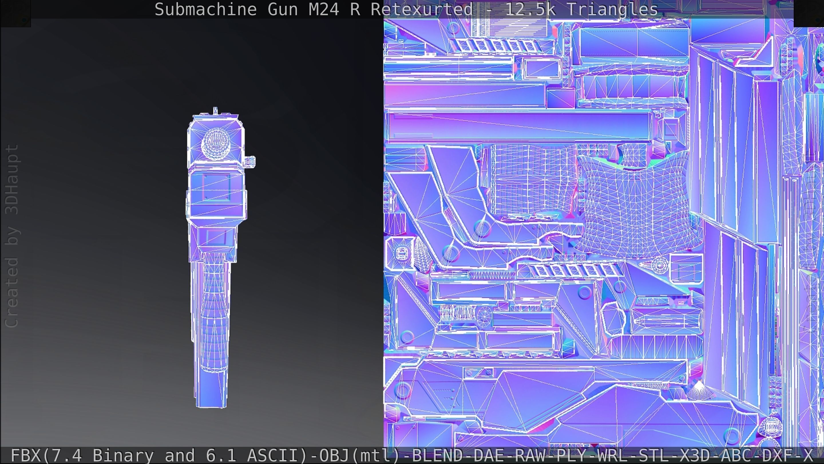 Submachine Gun M24 R Retexurted Low-poly 3D model_308