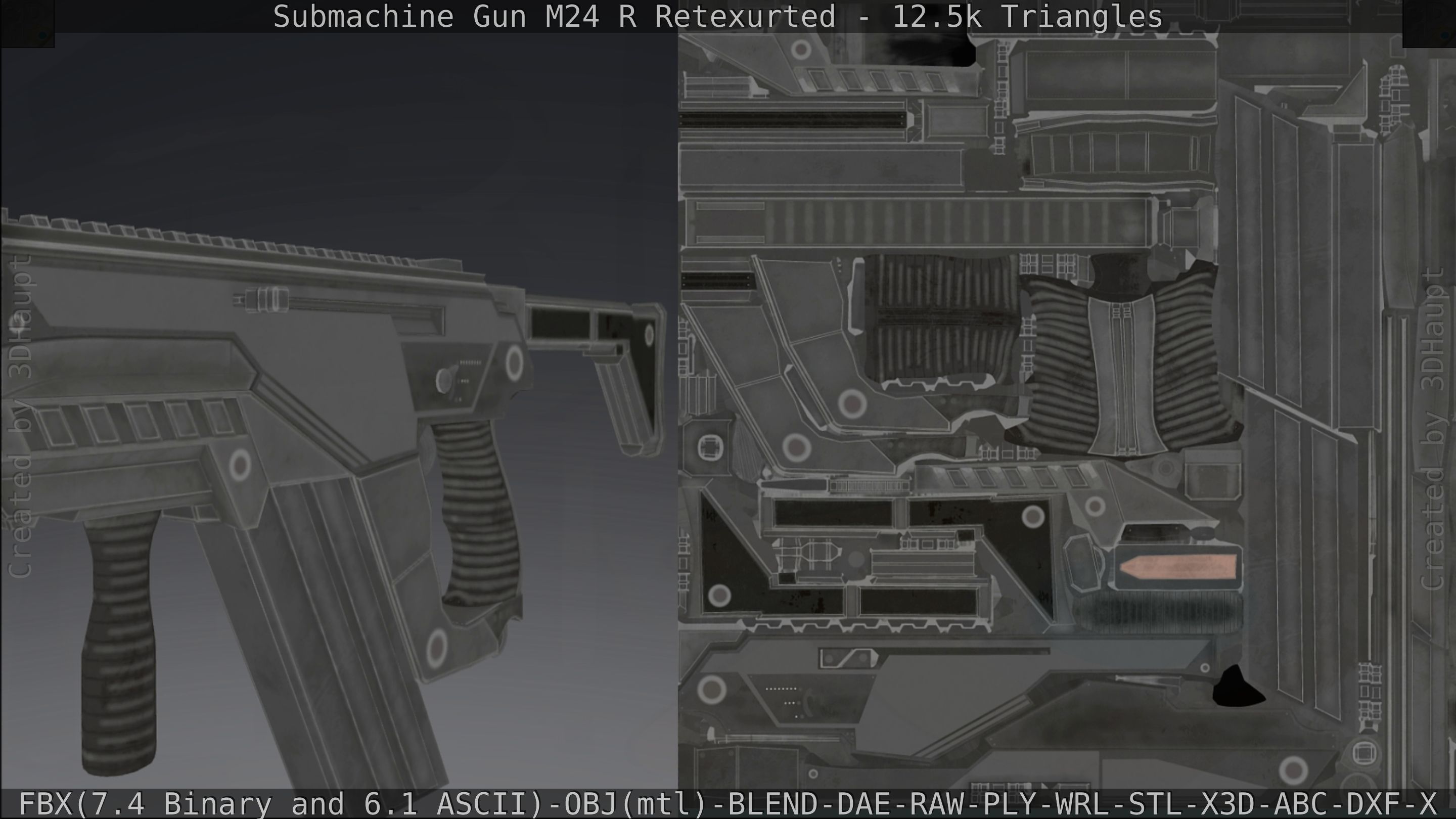 Submachine Gun M24 R Retexurted Low-poly 3D model_246