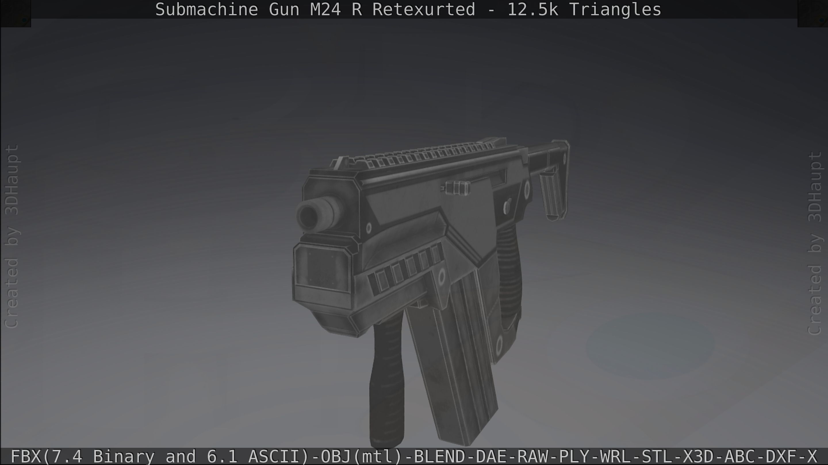 Submachine Gun M24 R Retexurted Low-poly 3D model_398