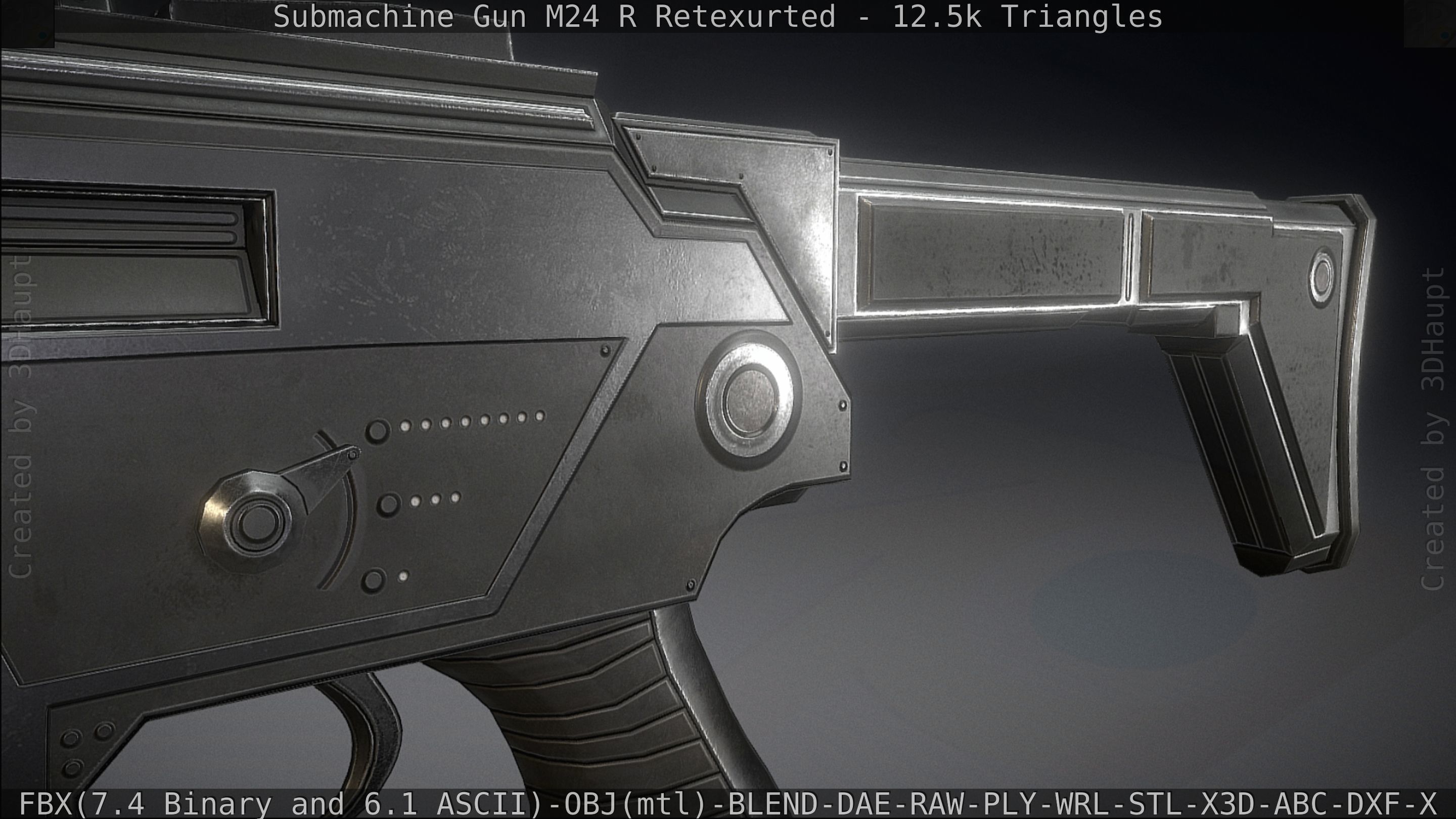 Submachine Gun M24 R Retexurted Low-poly 3D model_130