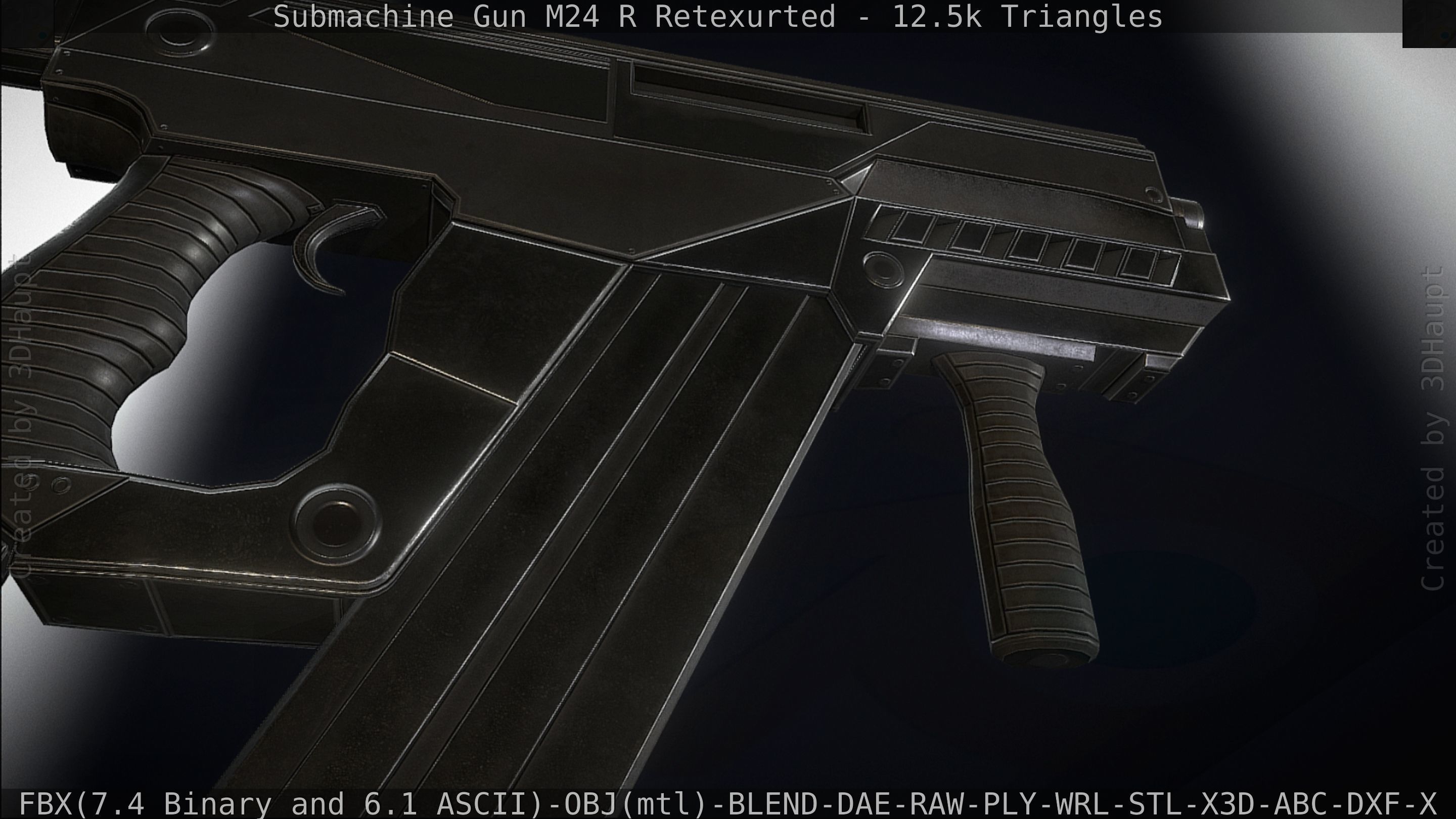 Submachine Gun M24 R Retexurted Low-poly 3D model_155