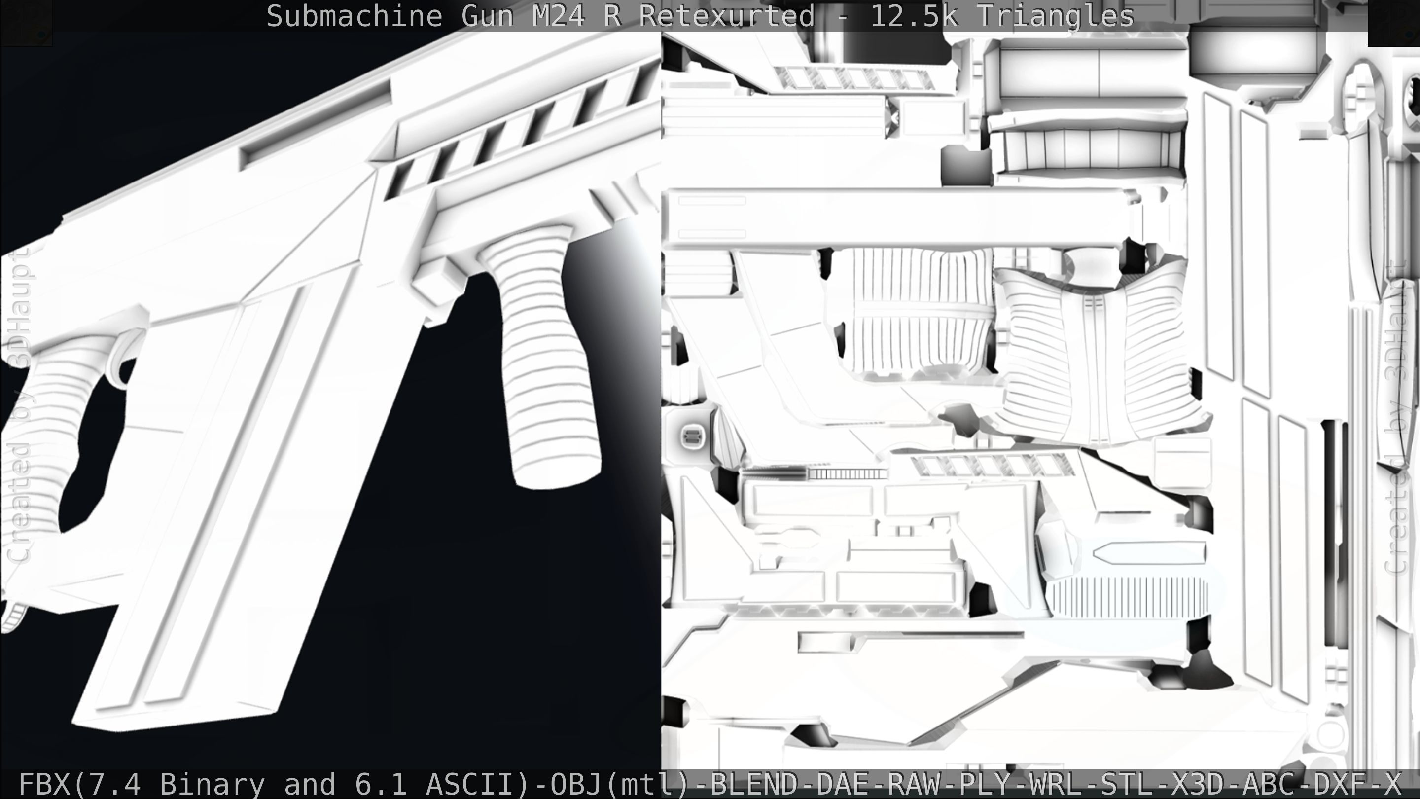 Submachine Gun M24 R Retexurted Low-poly 3D model_334