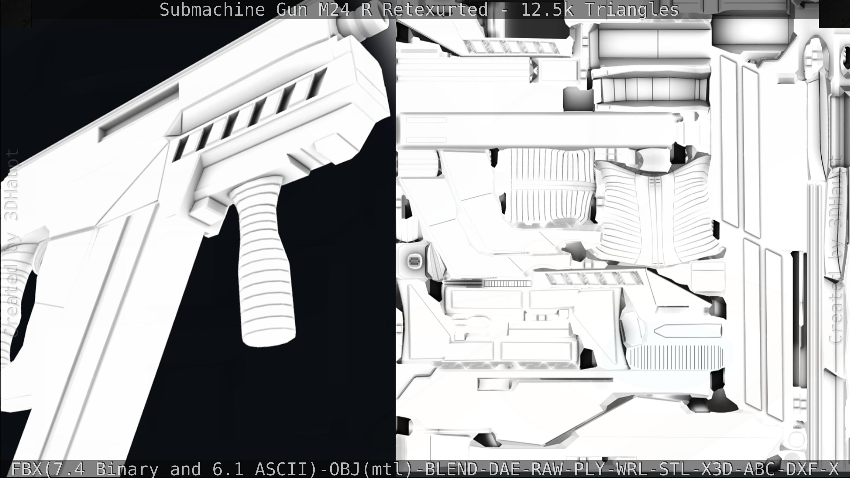 Submachine Gun M24 R Retexurted Low-poly 3D model_333
