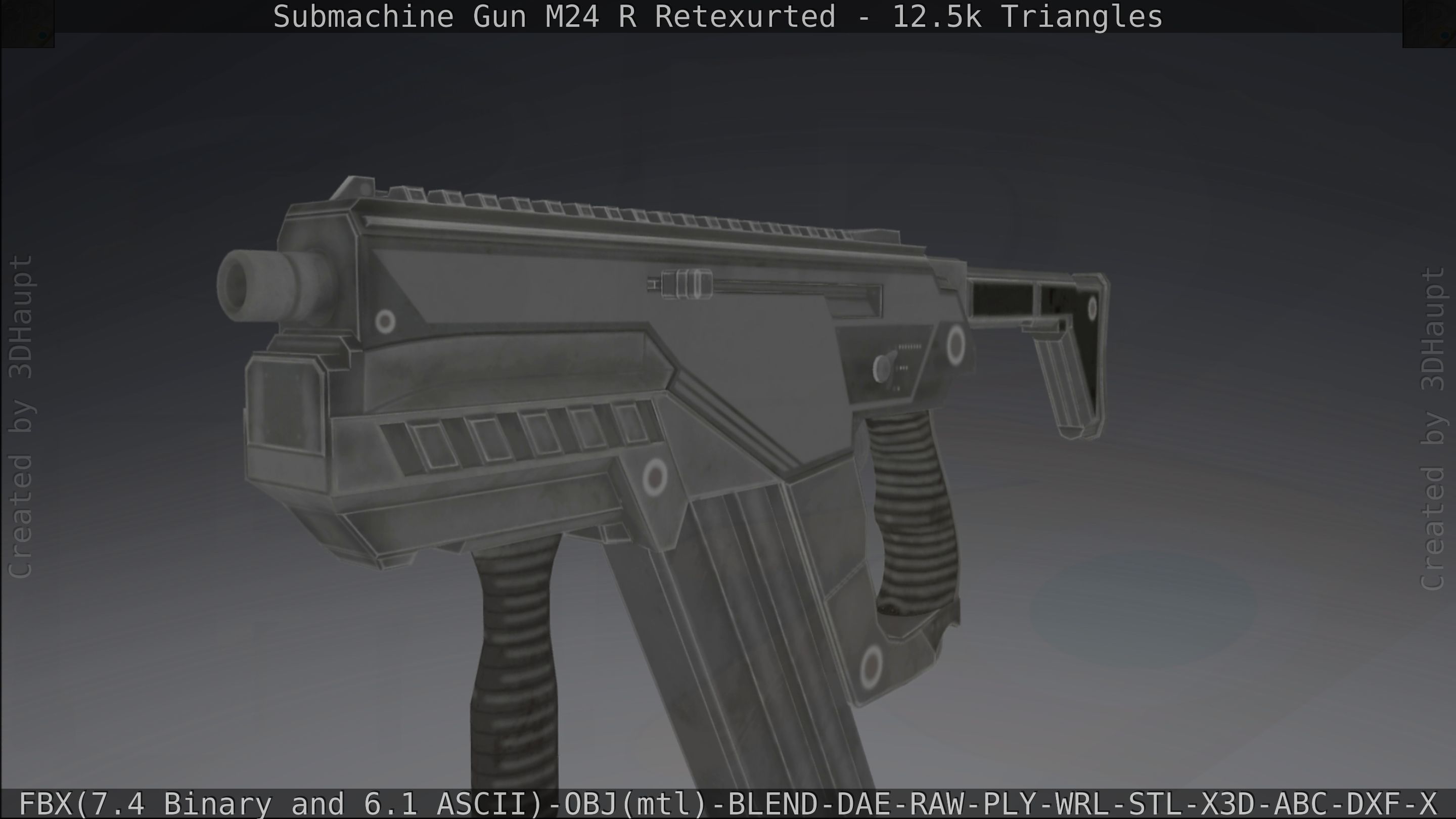 Submachine Gun M24 R Retexurted Low-poly 3D model_242