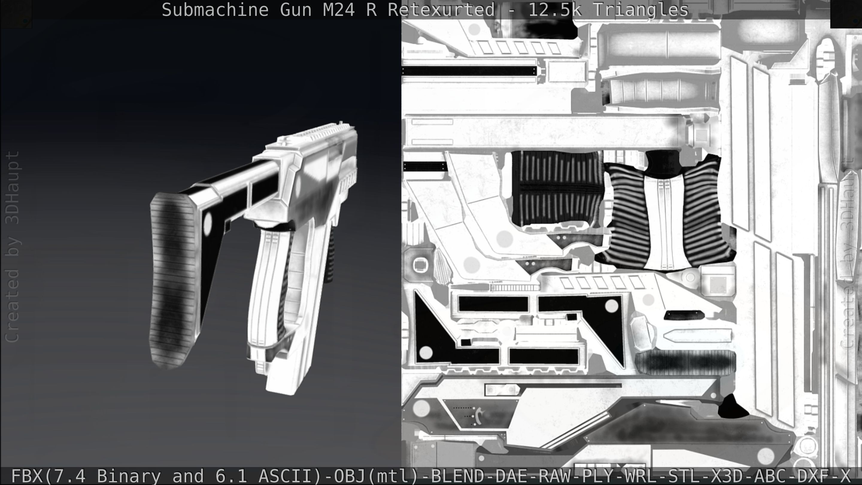 Submachine Gun M24 R Retexurted Low-poly 3D model_267