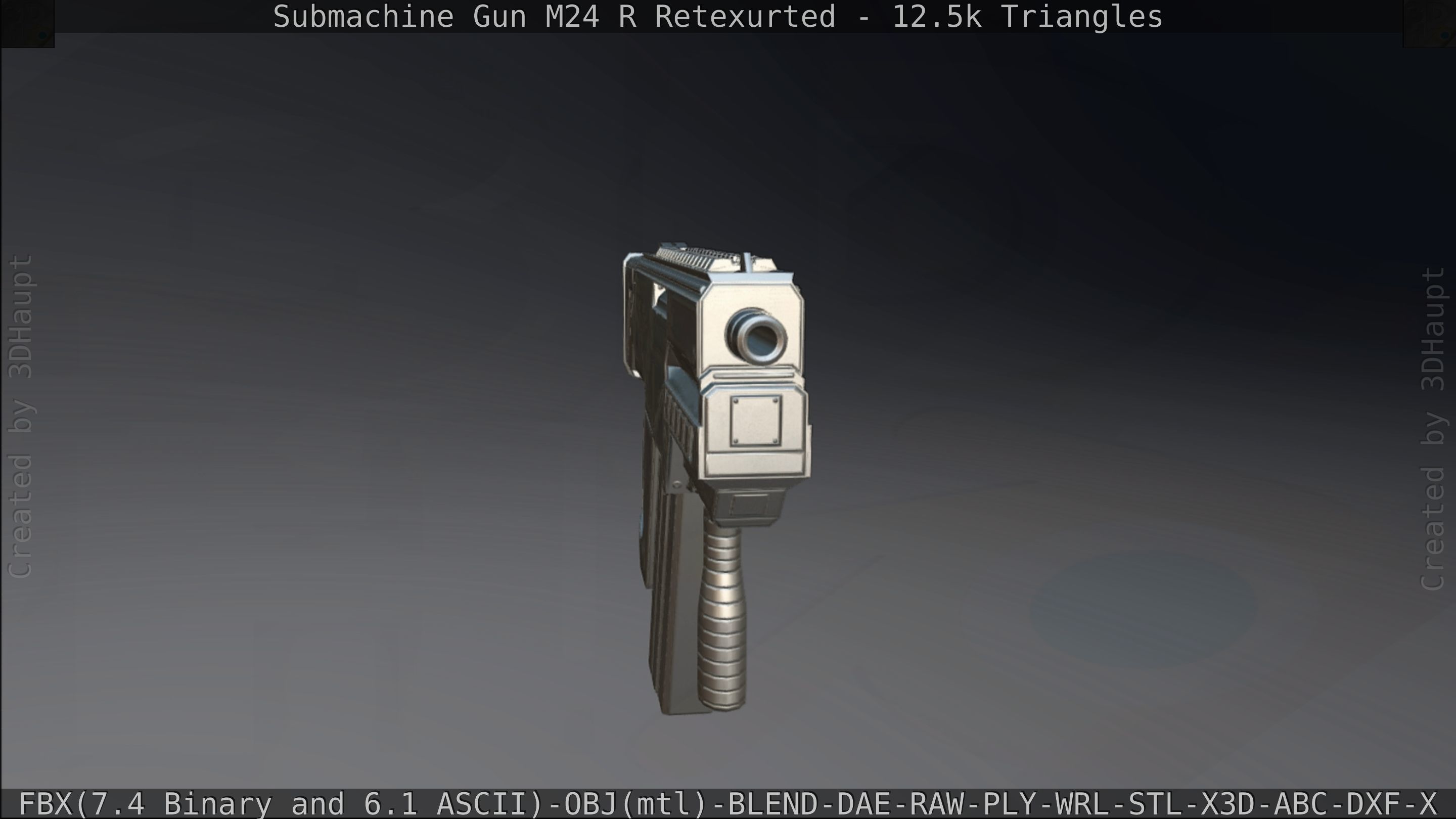 Submachine Gun M24 R Retexurted Low-poly 3D model_423