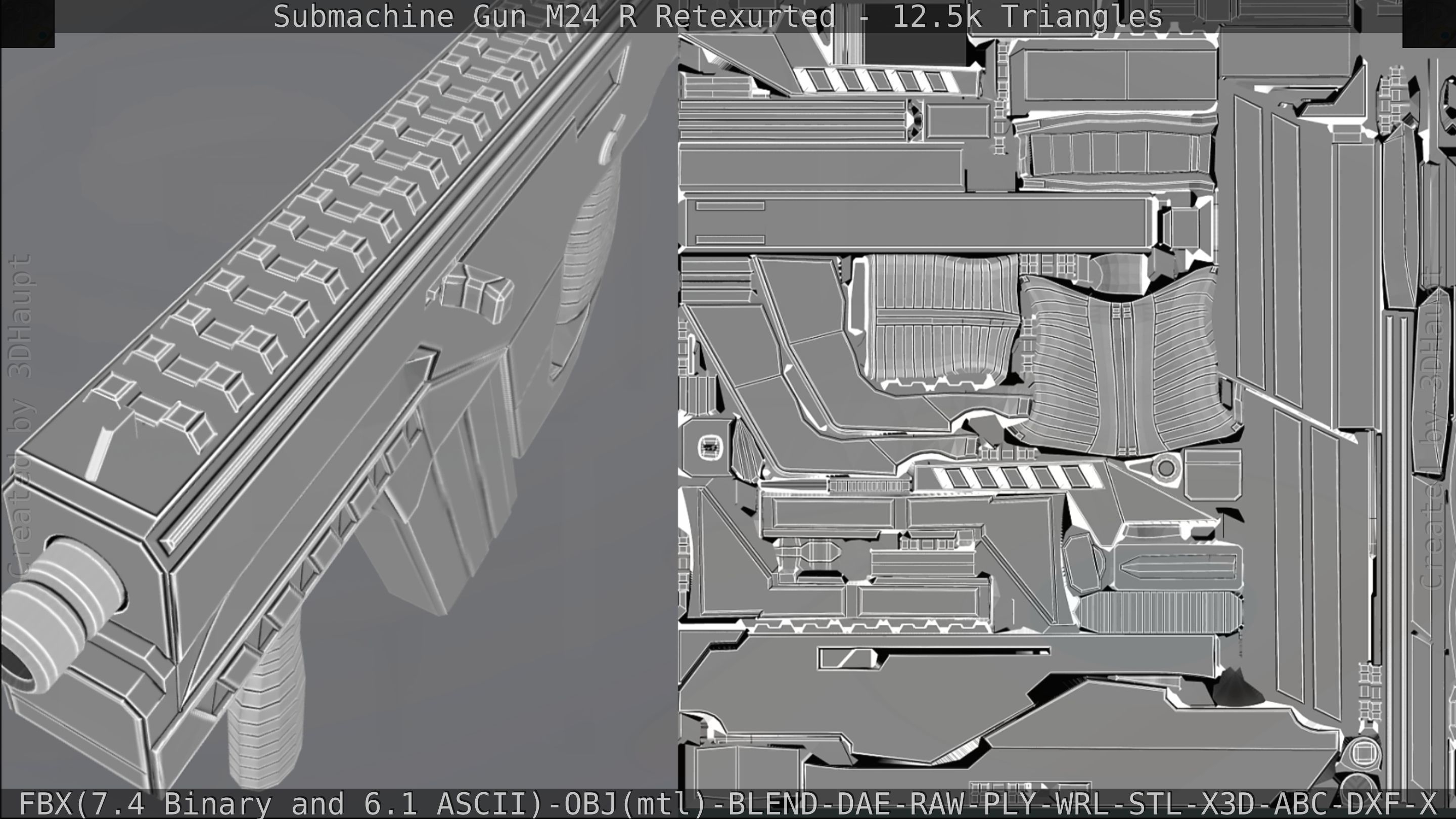 Submachine Gun M24 R Retexurted Low-poly 3D model_364