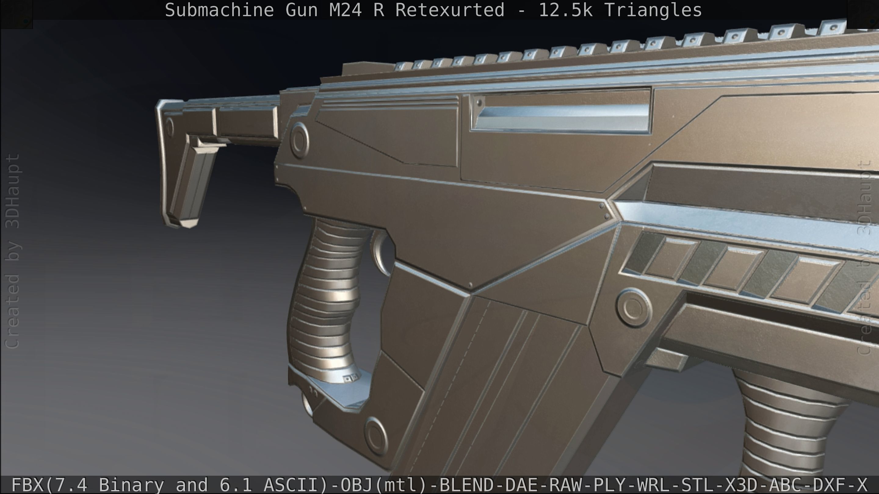 Submachine Gun M24 R Retexurted Low-poly 3D model_422