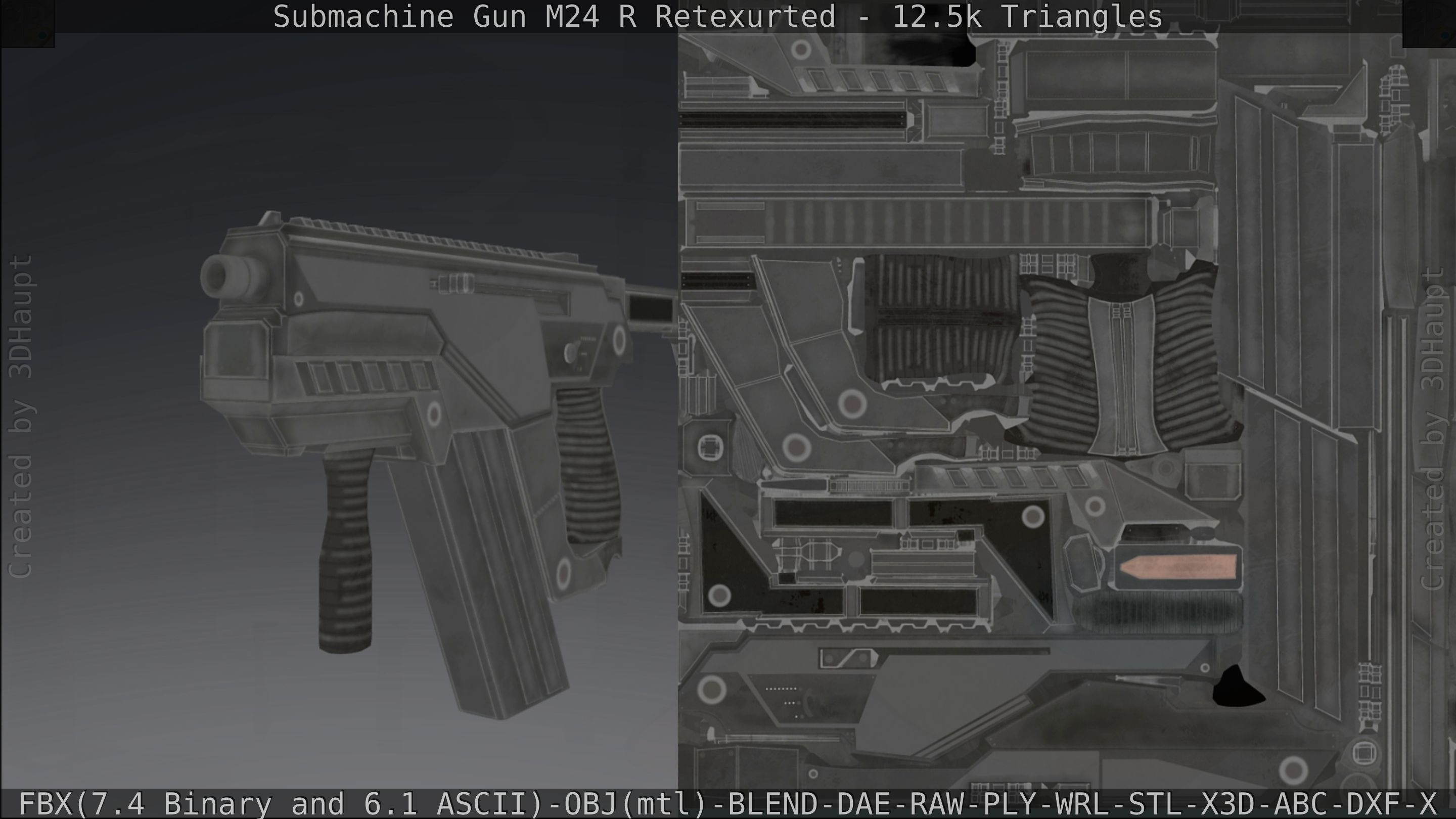 Submachine Gun M24 R Retexurted Low-poly 3D model_248