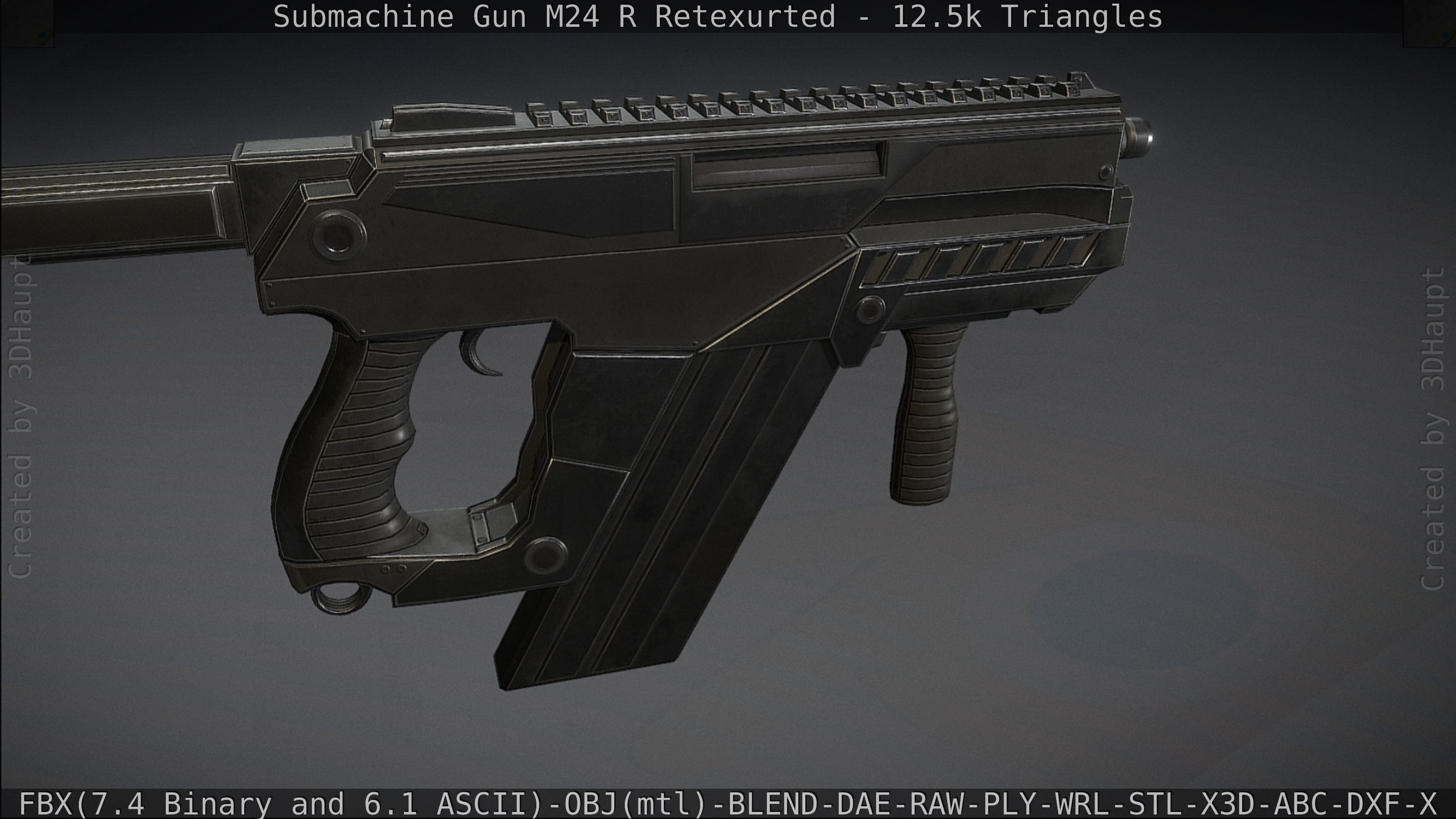 Submachine Gun M24 R Retexurted Low-poly 3D model_183